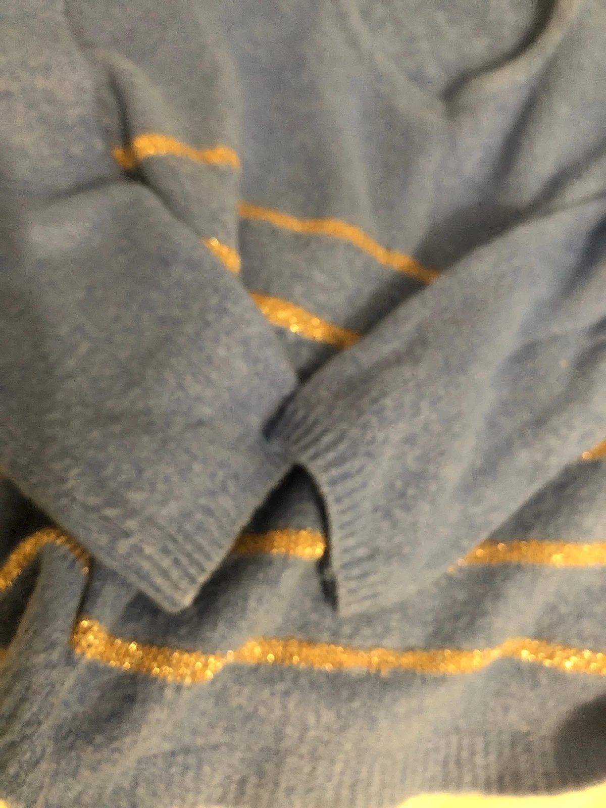 Pull bleu roi à rayures dorées/lurex - Col rond - Taille unique – rue mazarine – taille Taille unique 5