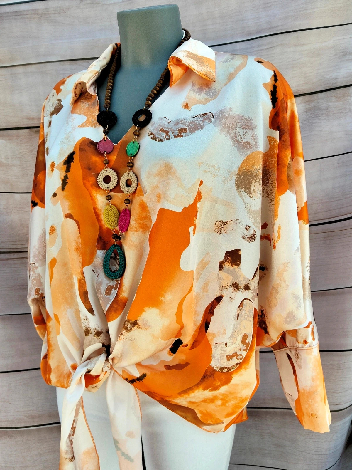 Blusa estampada naranja y blanca Made in Italy 💜 – M-Made in Italy – taille M / 38 / 10 3