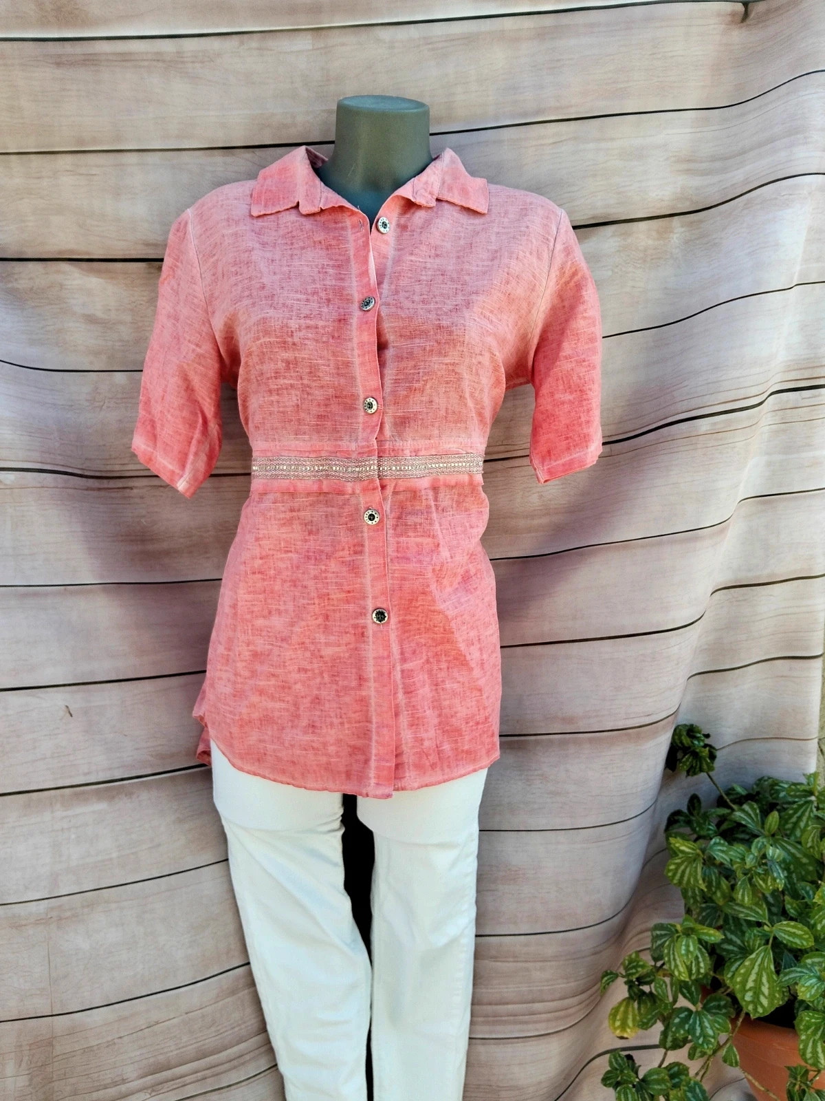 Camisa lino y algodón rosa talla única 💜