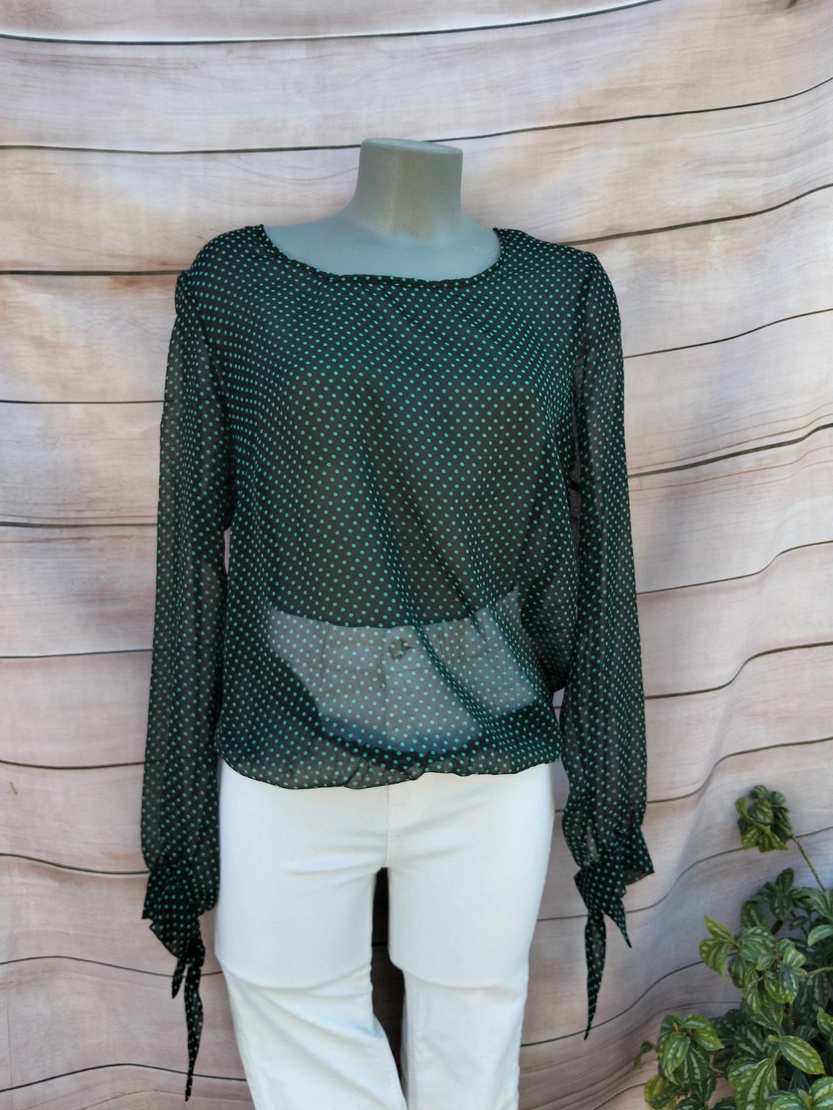 Blusa negra con lunares verde turquesa – Local – taille M / 38 / 10 2