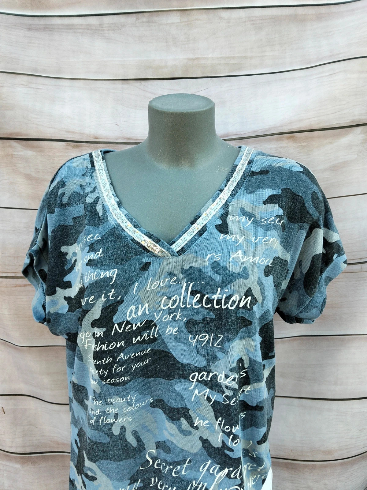 Camiseta estampada azul con letras y lentejuelas New Collection 💜 – New Collection – taille M / 38 / 10 2