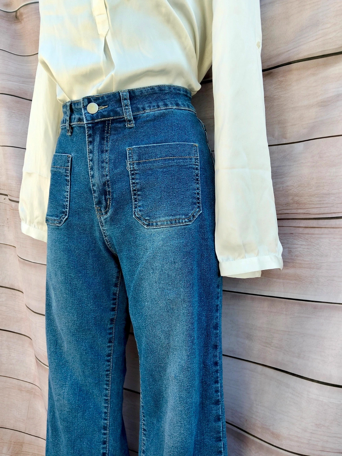 Pantalones vaqueros anchos azules 💜 – Vintage Boutique – taille L / 40 / 12 4