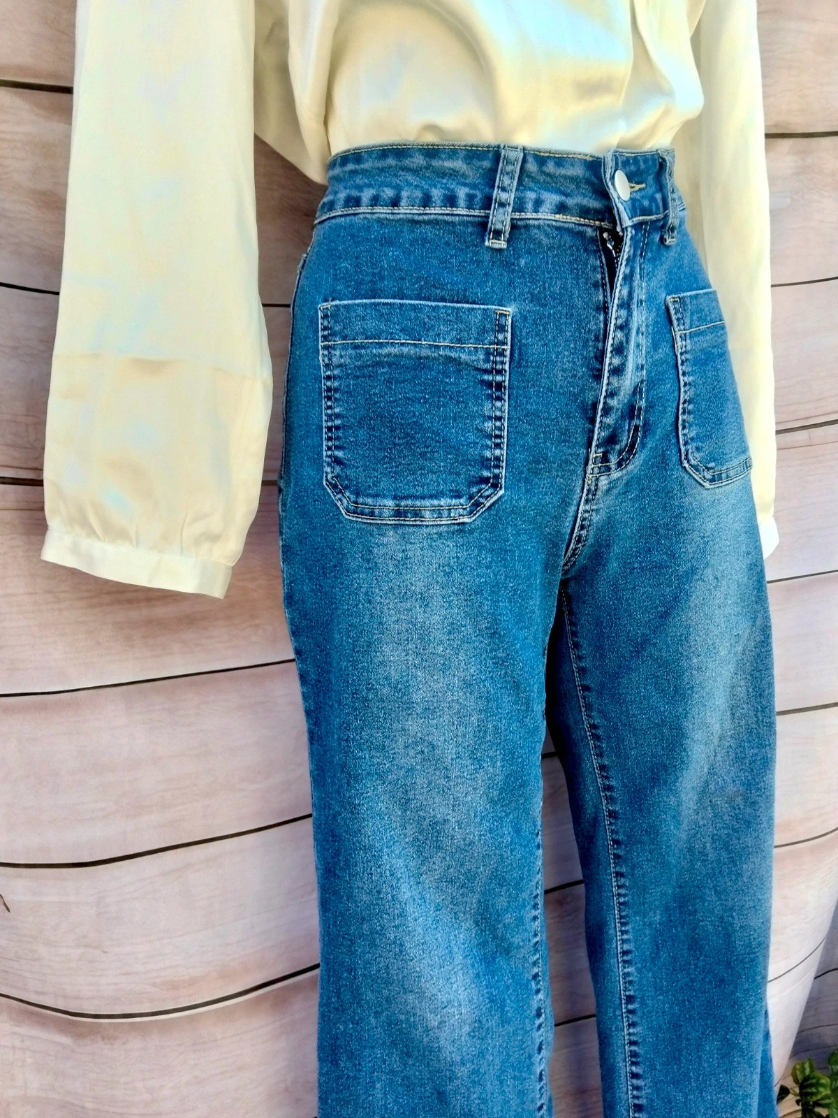 Pantalones vaqueros anchos azules 💜 – Vintage Boutique – taille L / 40 / 12 3