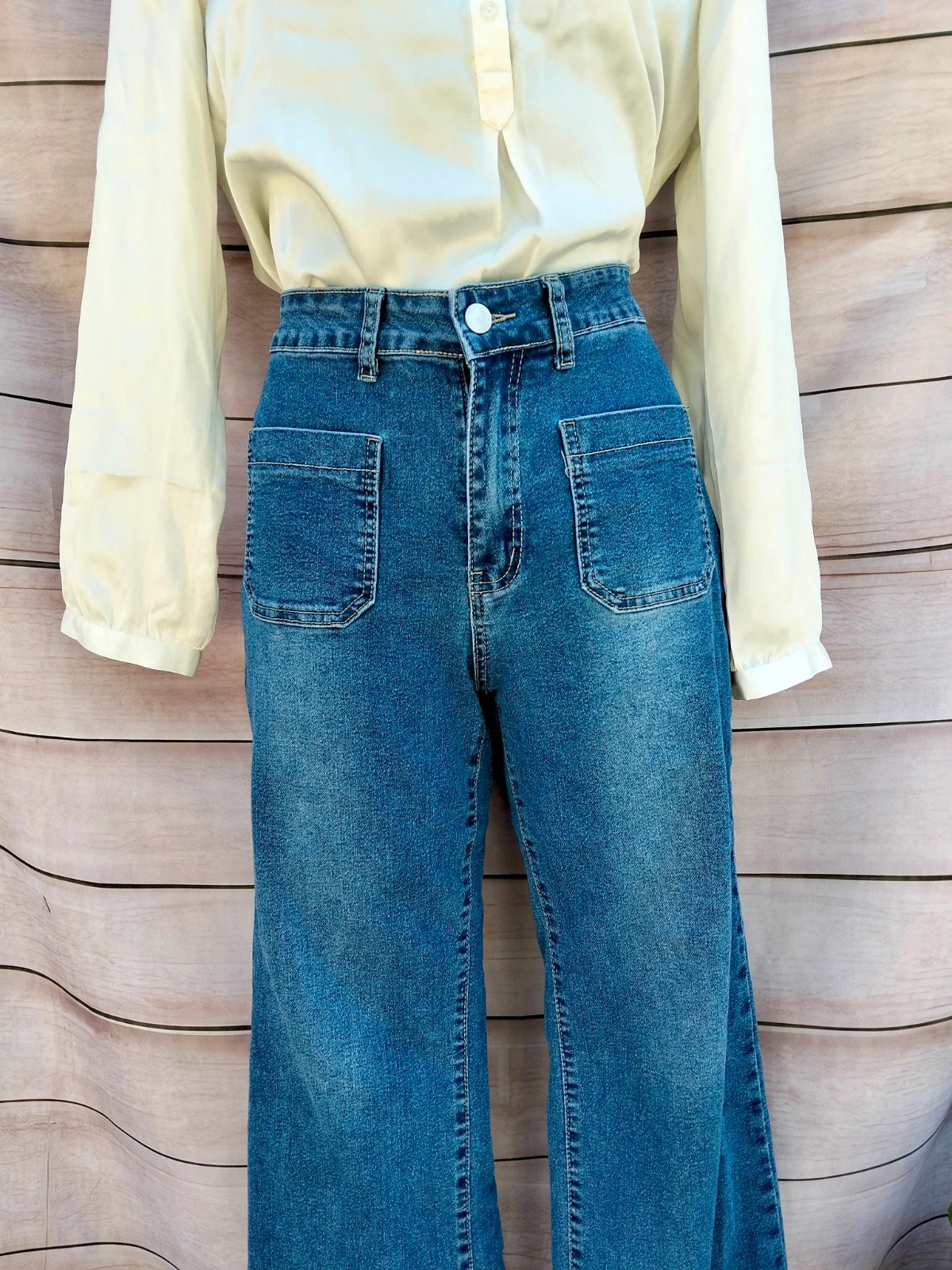 Pantalones vaqueros anchos azules 💜 – Vintage Boutique – taille L / 40 / 12 2