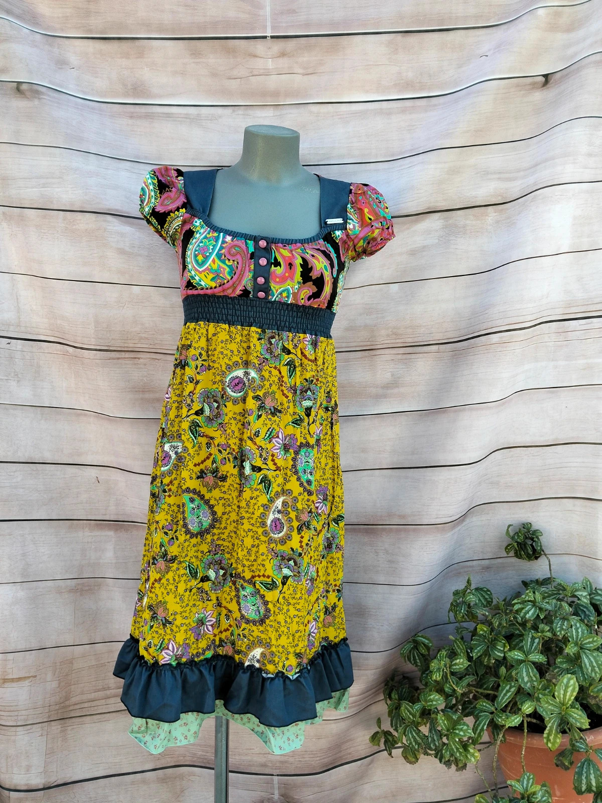 Vestido bohemio estampado amarillo "Lemon Days" de amarillolimon Talla XS/34 💜 – AmarilloLimon – taille XS / 34 / 6 4
