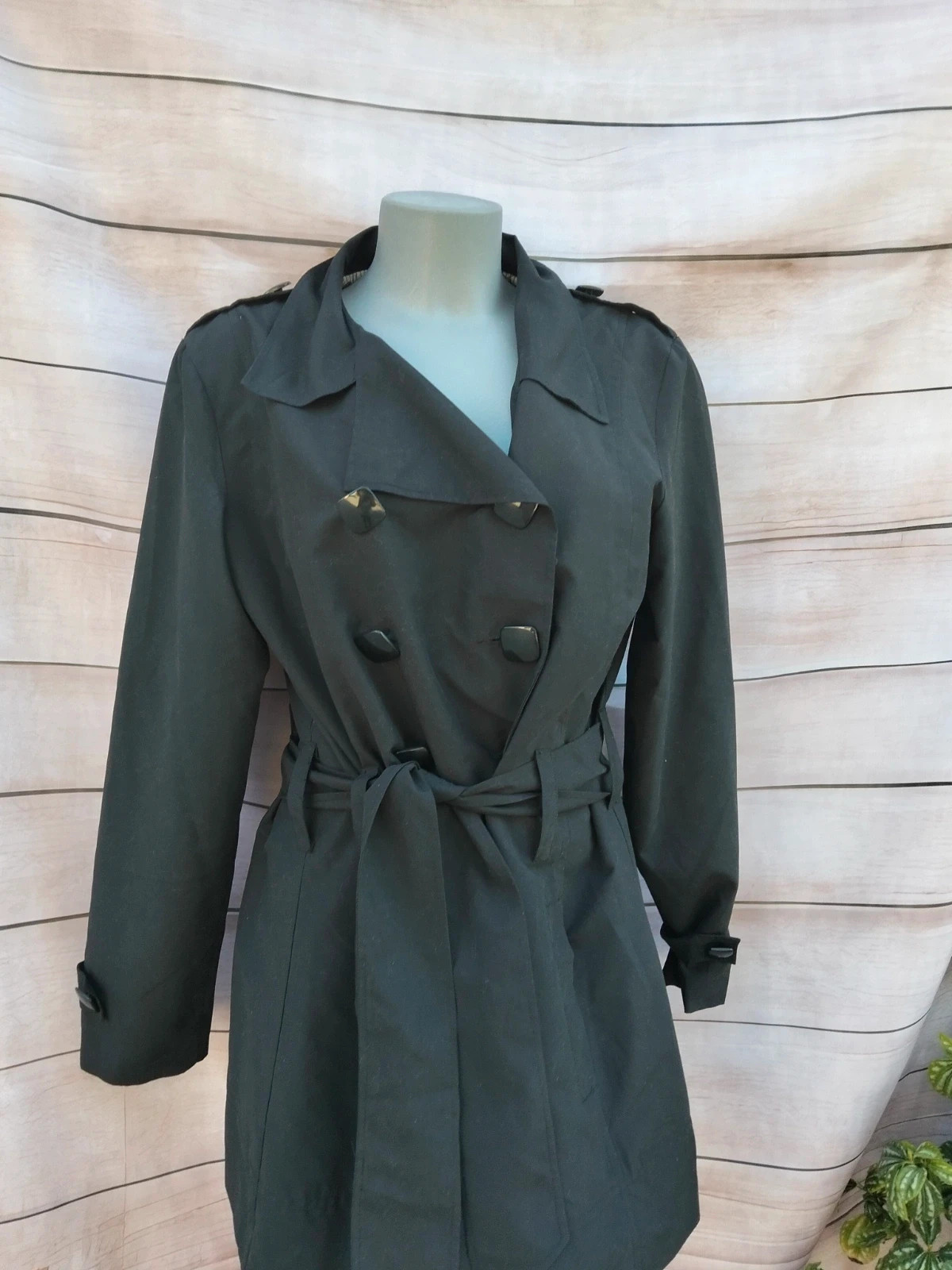 Gabardina trench negra con cinturón y forro estampado 💜 – La Boutique – taille L / 40 / 12 2