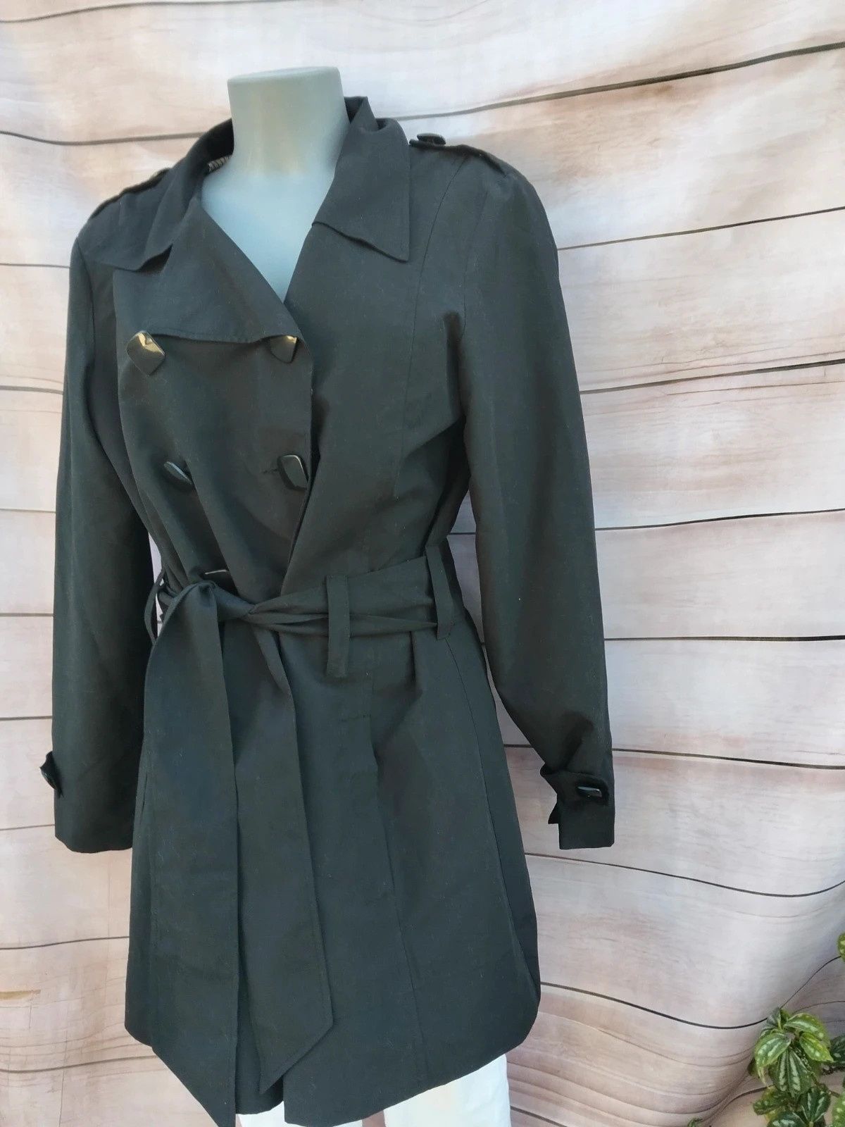 Gabardina trench negra con cinturón y forro estampado 💜 – La Boutique – taille L / 40 / 12 4