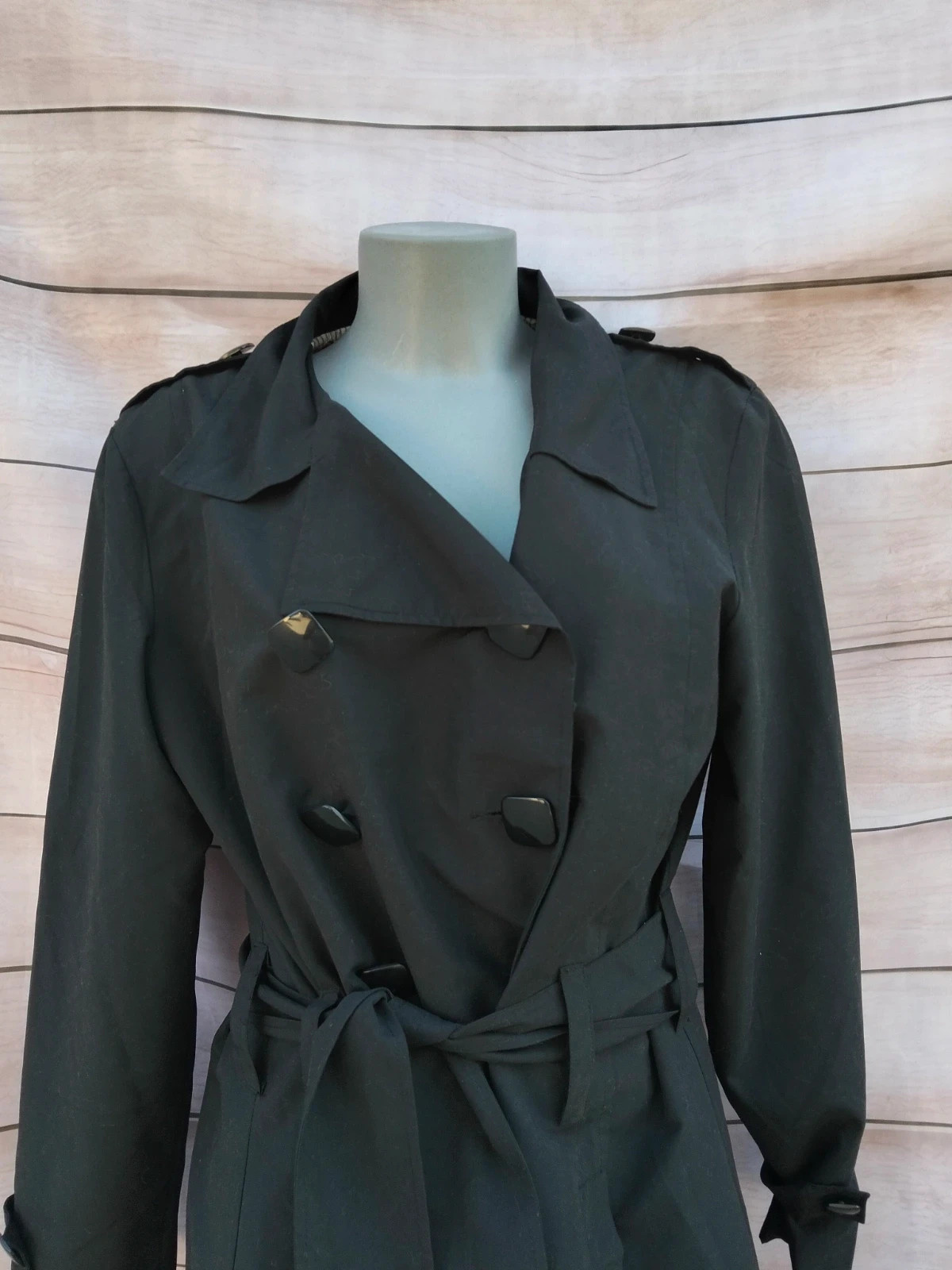 Gabardina trench negra con cinturón y forro estampado 💜 – La Boutique – taille L / 40 / 12 5