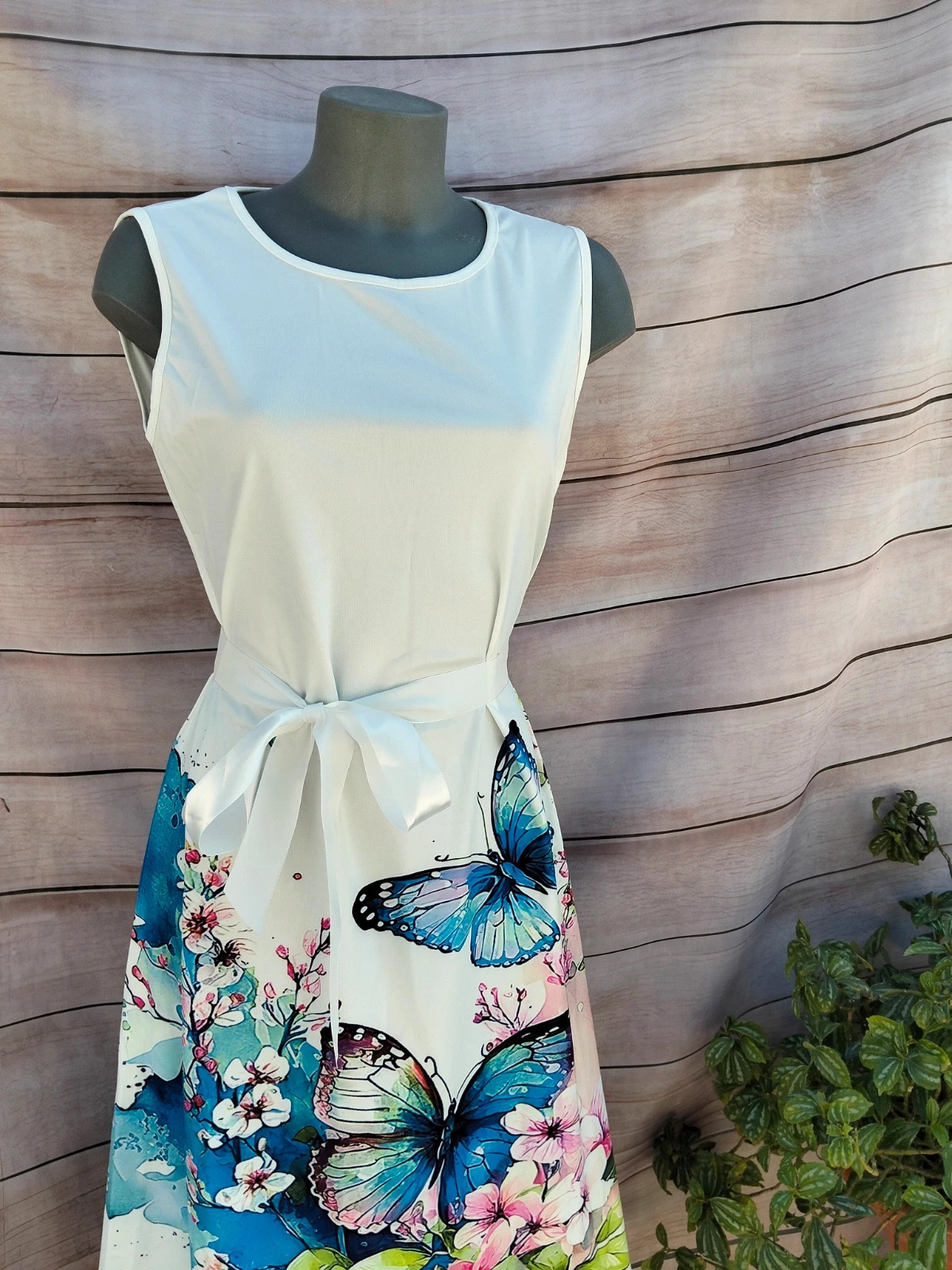 Vestido blanco con estampado de mariposas 💜 – Butterfly – taille XL / 42 / 14 2