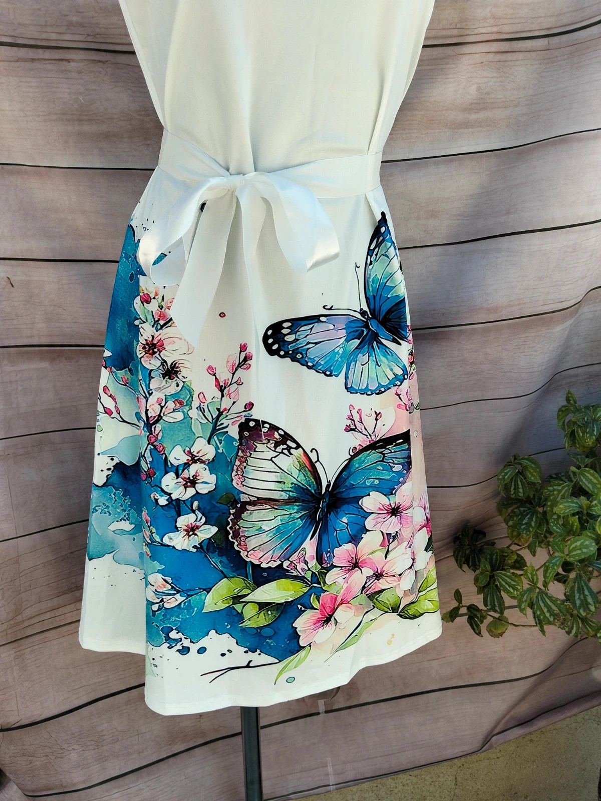 Vestido blanco con estampado de mariposas 💜 – Butterfly – taille XL / 42 / 14 3