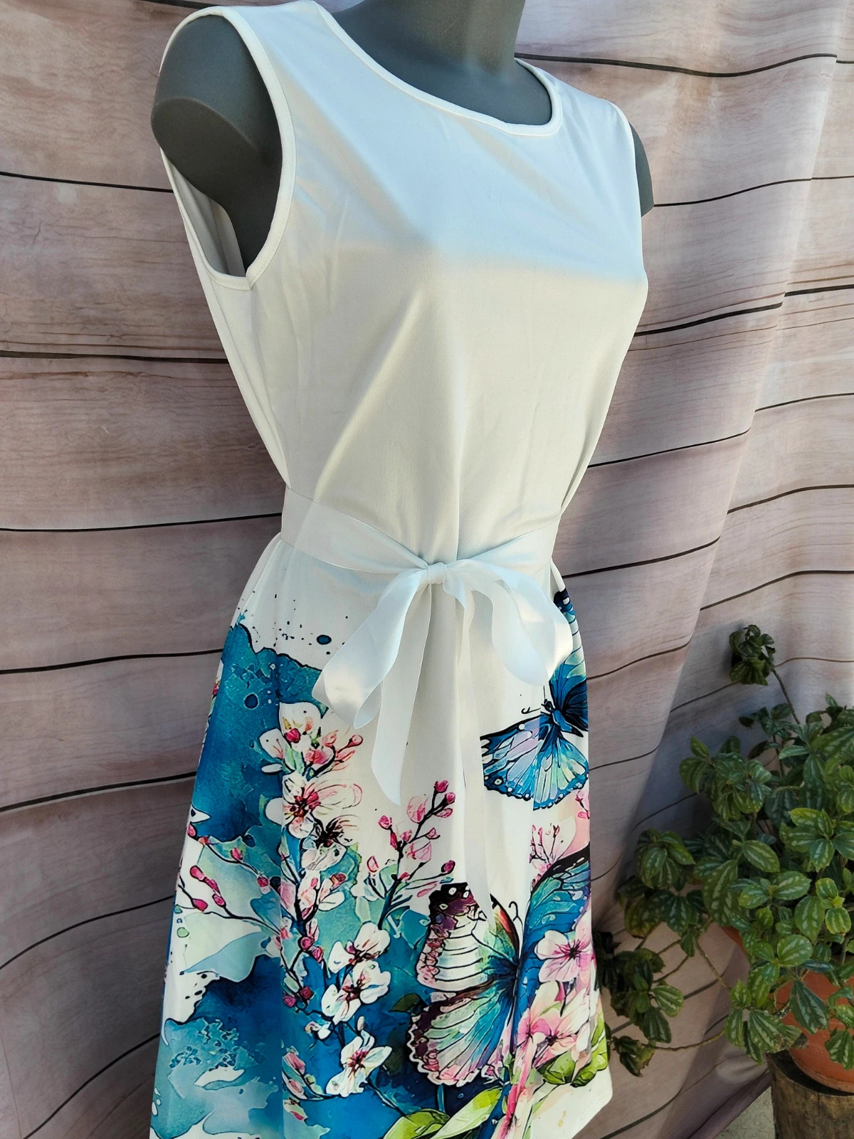 Vestido blanco con estampado de mariposas 💜 – Butterfly – taille XL / 42 / 14 4