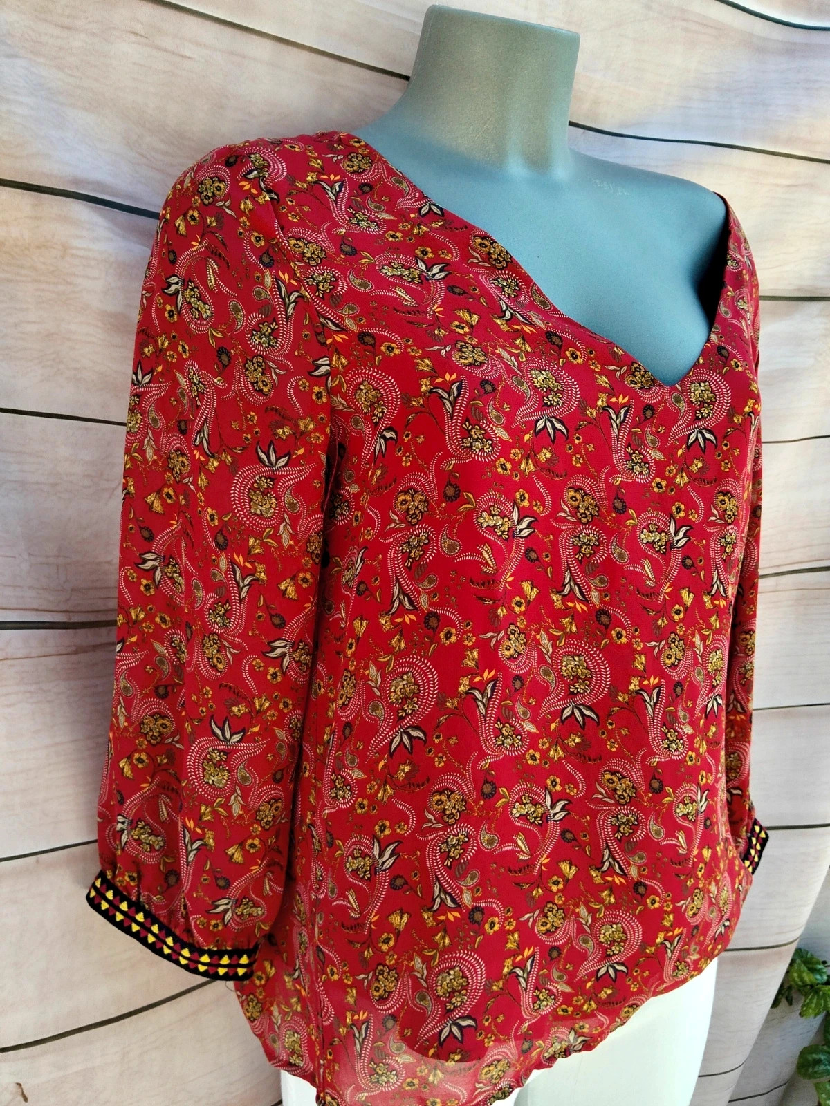 Blusa roja estampada Vila 💜 – Vila – taille L / 40 / 12 2