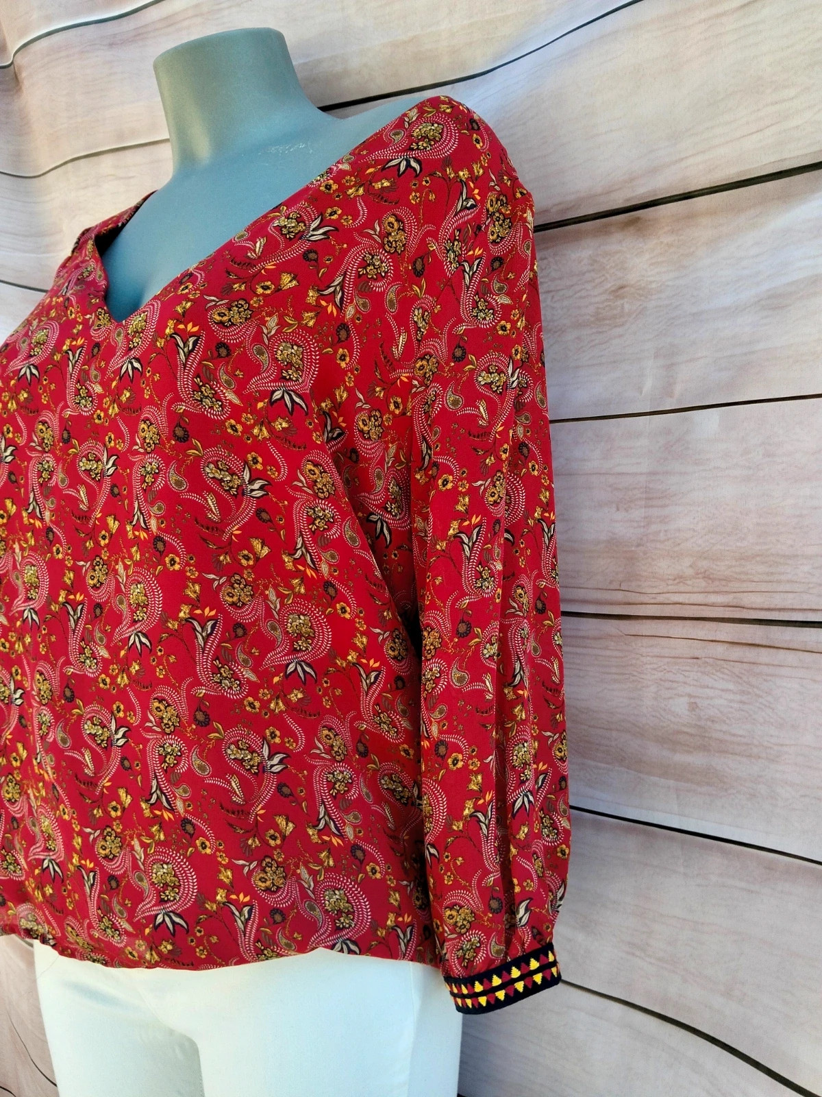 Blusa roja estampada Vila 💜 – Vila – taille L / 40 / 12 4