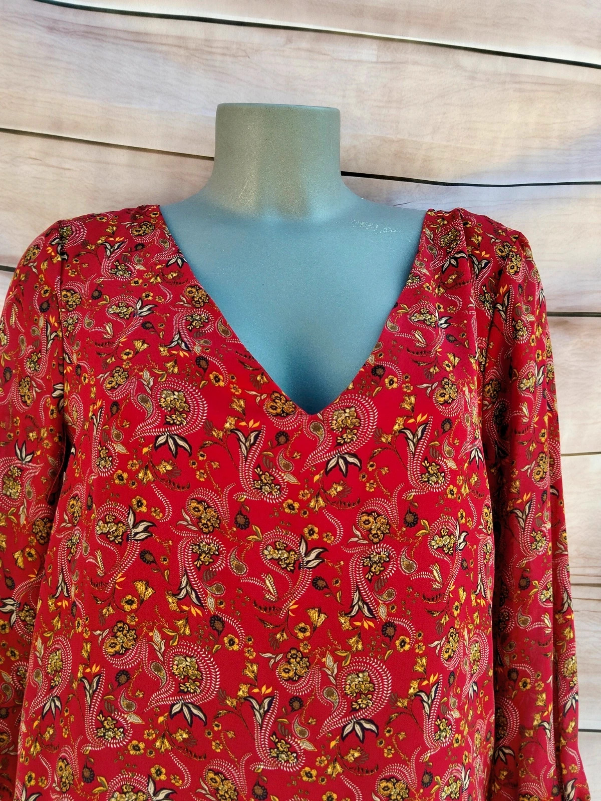 Blusa roja estampada Vila 💜 – Vila – taille L / 40 / 12 5