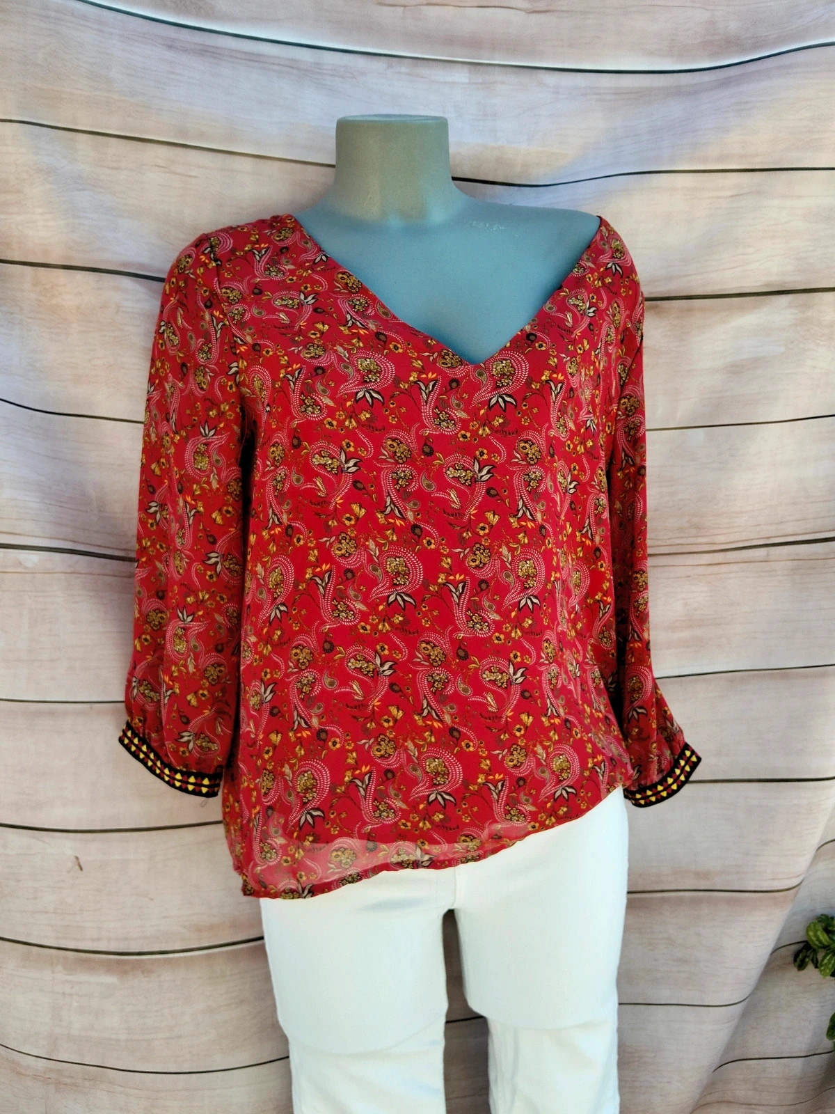 Blusa roja estampada Vila 💜