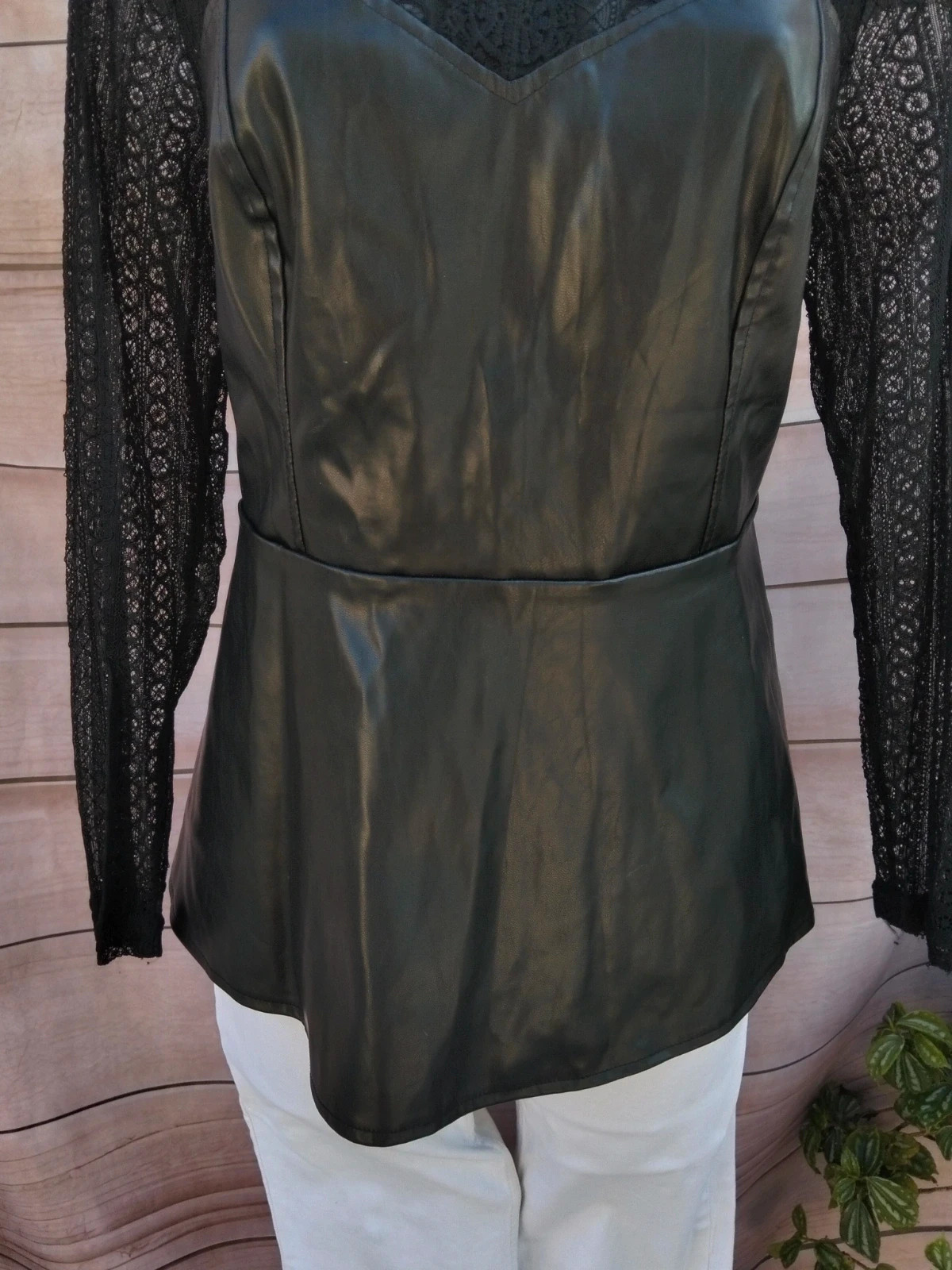 Blusa negra efecto piel y encaje 💜 – La Boutique – taille L / 40 / 12 4