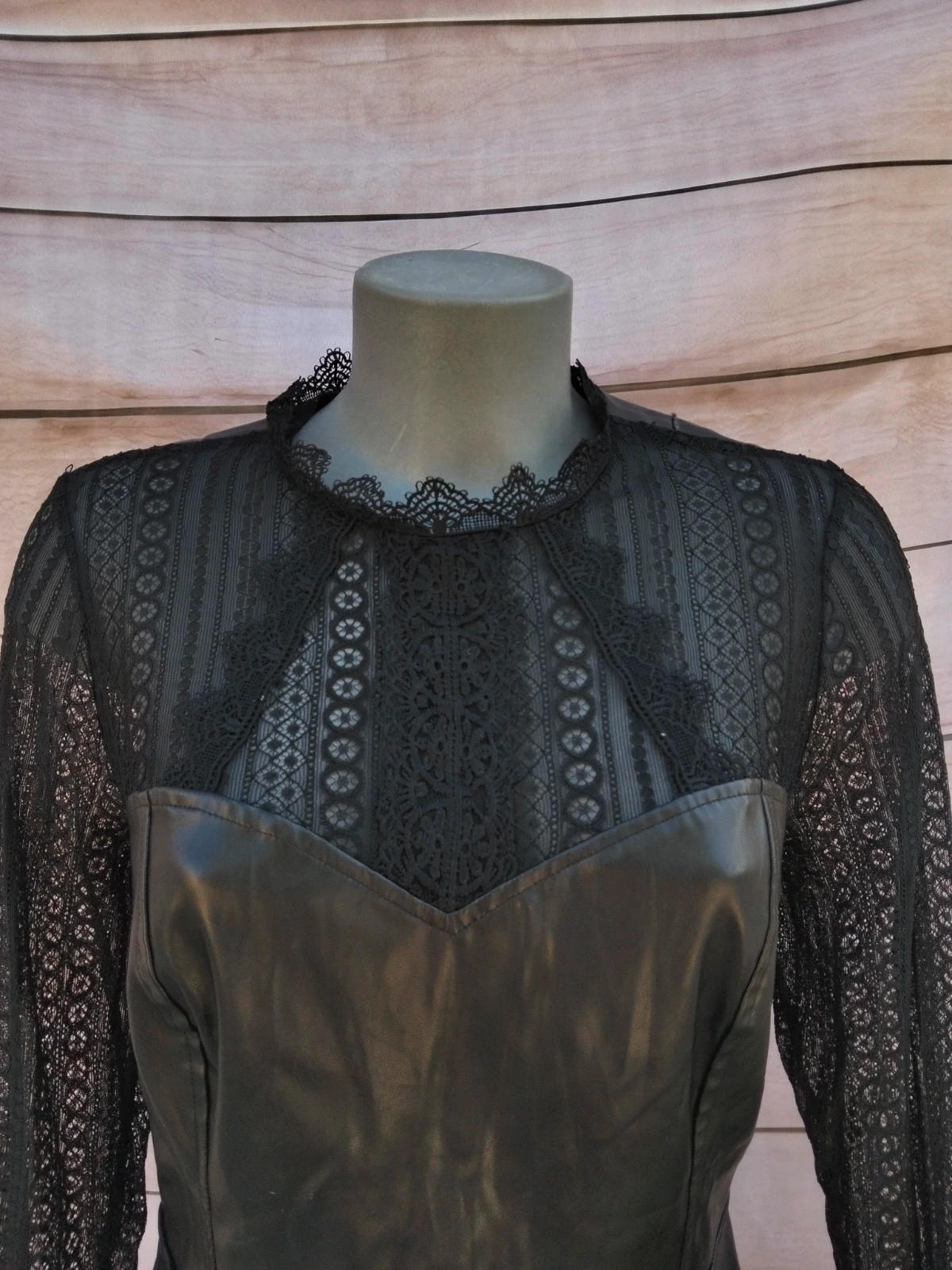Blusa negra efecto piel y encaje 💜 – La Boutique – taille L / 40 / 12 5
