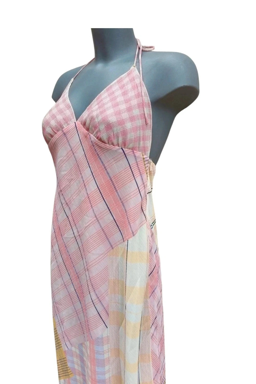 Vestido largo estampado cuadros Mango Talla M 💜 – Mango – taille M / 38 / 10 4