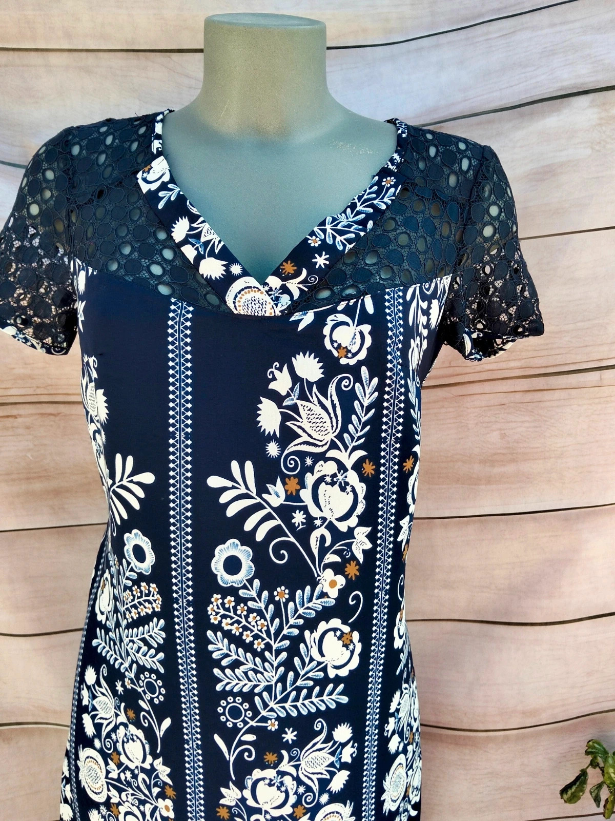 Vestido azul marino estampado con encaje 💜 – Fórmul@ – taille M / 38 / 10 2