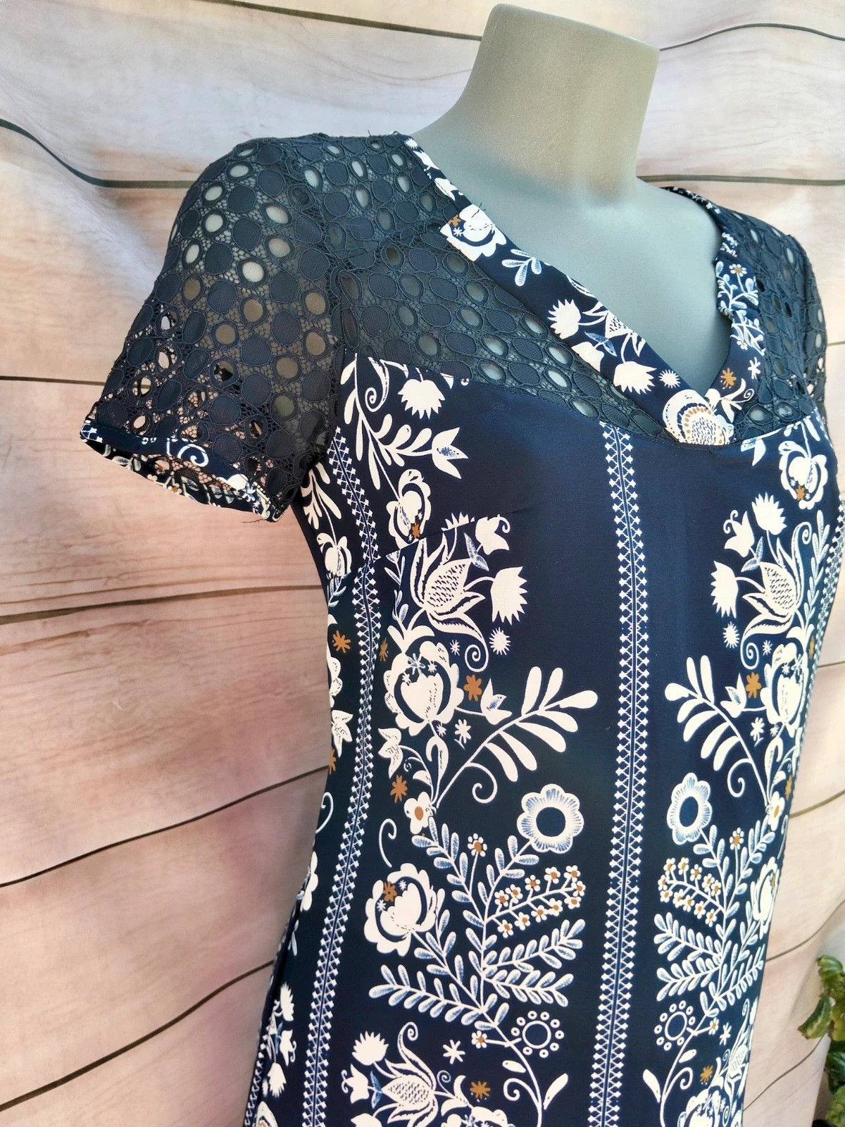 Vestido azul marino estampado con encaje 💜 – Fórmul@ – taille M / 38 / 10 4