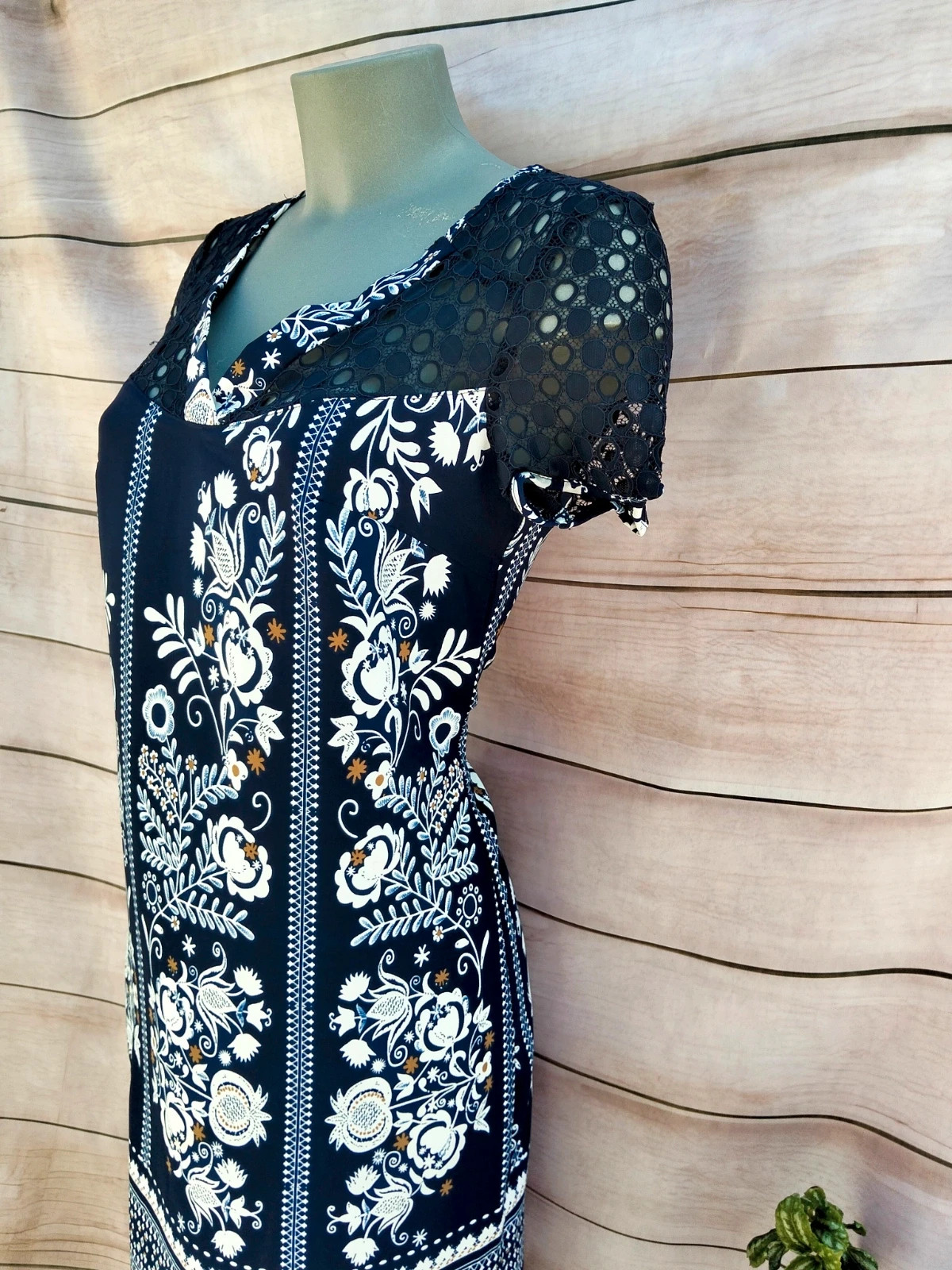 Vestido azul marino estampado con encaje 💜 – Fórmul@ – taille M / 38 / 10 5