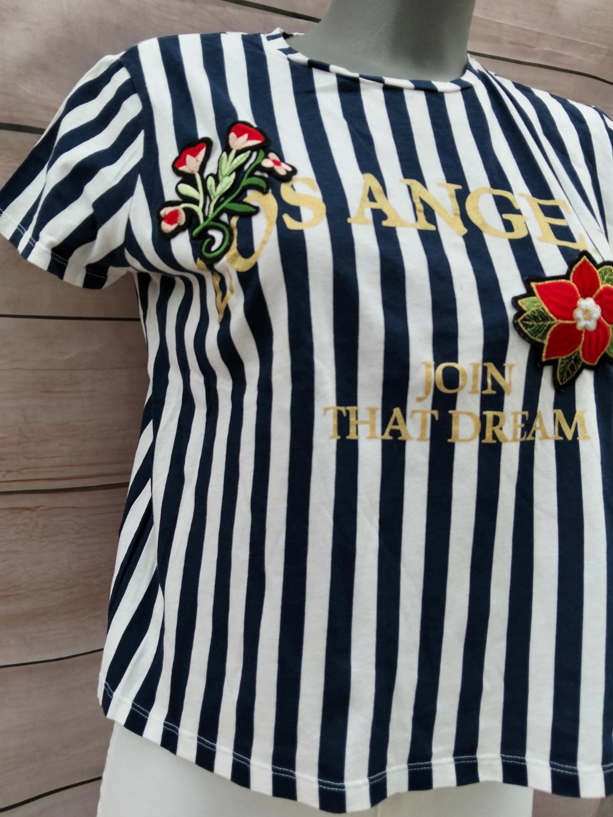 Camiseta de rayas con bordado de flores 💐 – Zara Trafaluc – taille M / 38 / 10 3