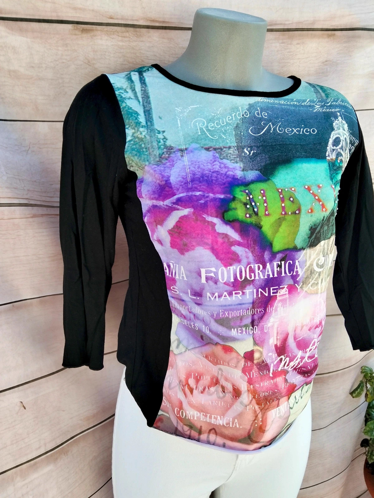 Camiseta de manga 3/4 estampado México vintage 💜 – Vango – taille M / 38 / 10 2