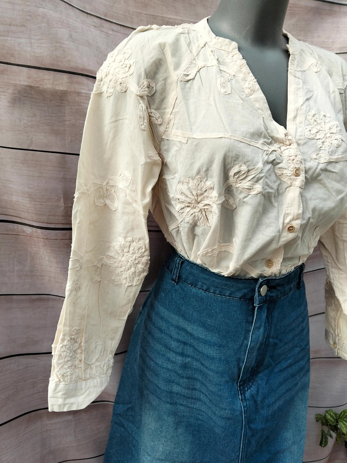 Blusa bordada Zara beige M 💜 – Zara – taille M / 38 / 10 2