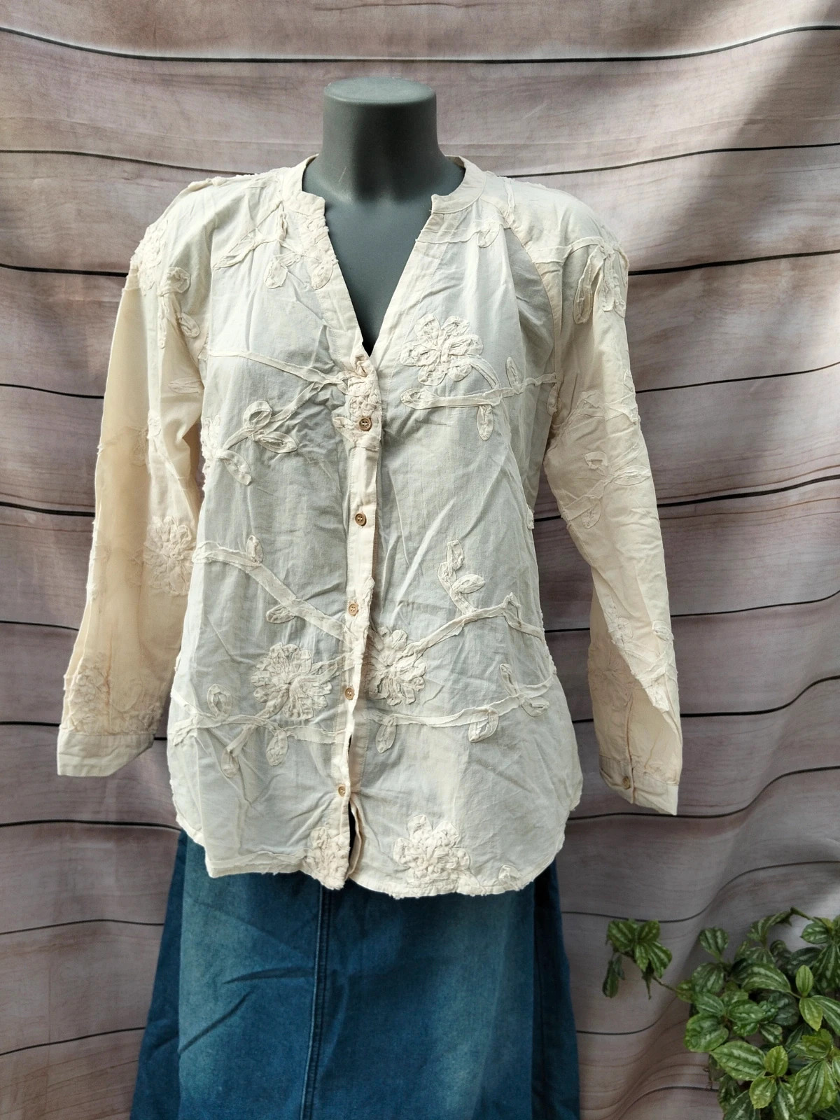 Blusa bordada Zara beige M 💜 – Zara – taille M / 38 / 10 5