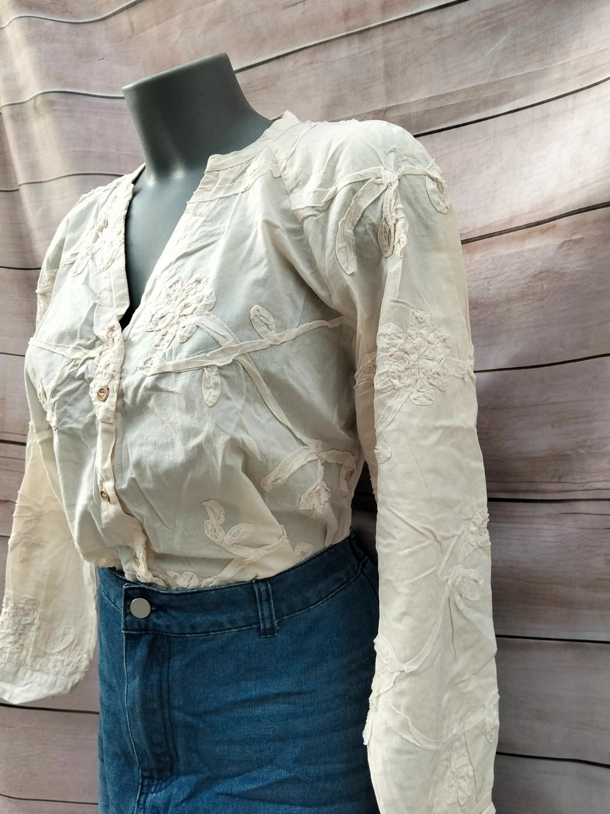 Blusa bordada Zara beige M 💜 – Zara – taille M / 38 / 10 3
