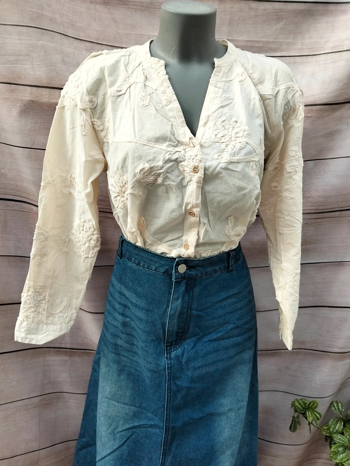 Blusa bordada Zara beige M 💜 – Zara – taille M / 38 / 10