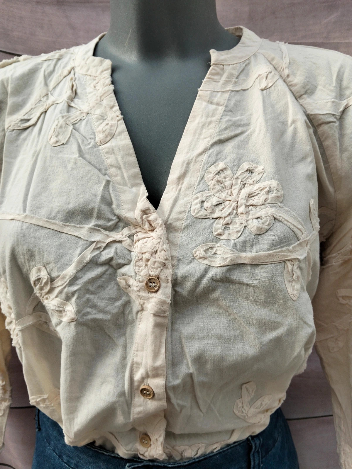 Blusa bordada Zara beige M 💜 – Zara – taille M / 38 / 10 4