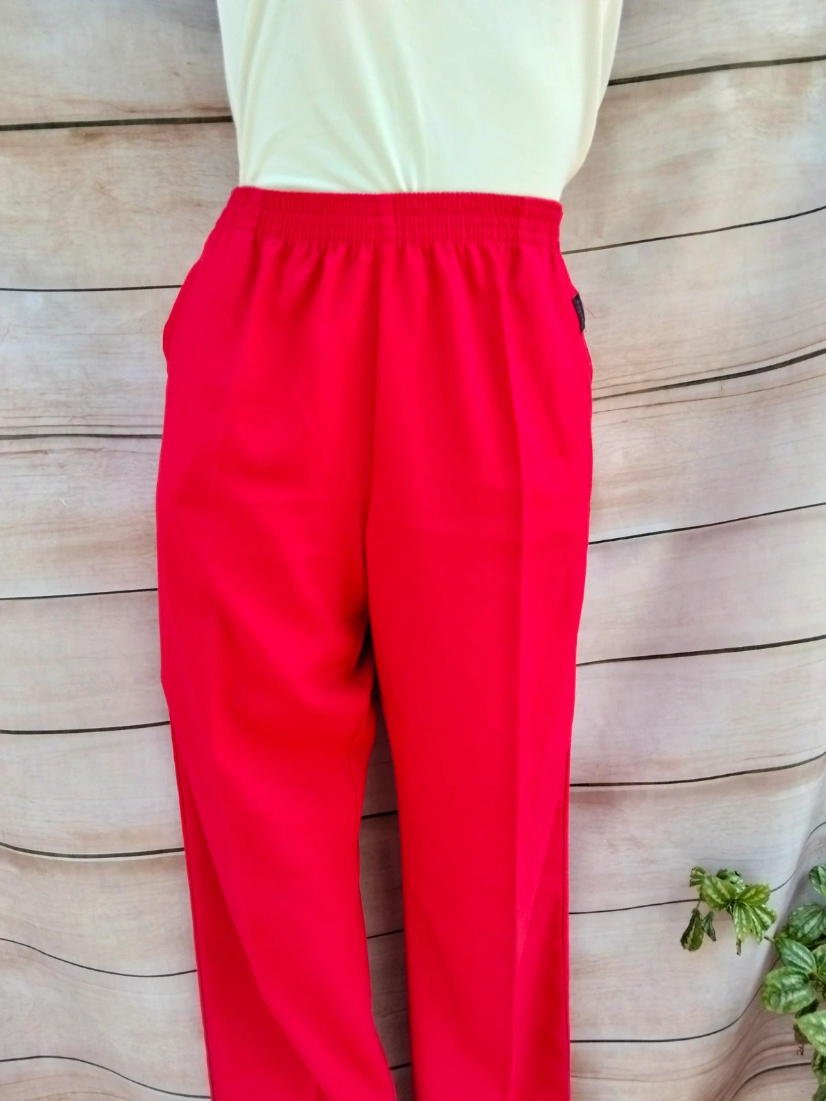 Pantalones rectos rojos cintura elástica talla 42 💜 – vagarro – taille XL / 42 / 14 2