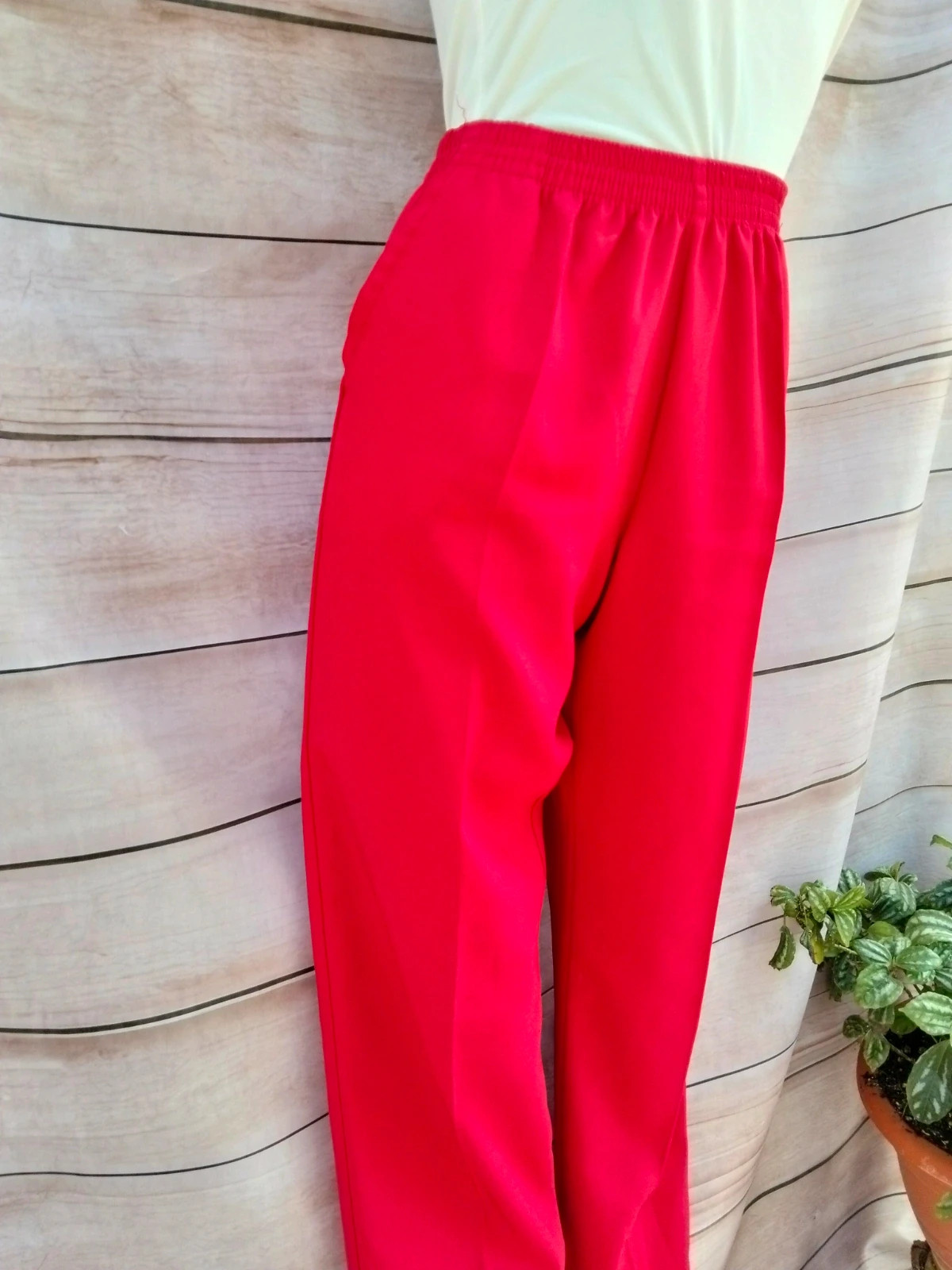 Pantalones rectos rojos cintura elástica talla 42 💜 – vagarro – taille XL / 42 / 14 4