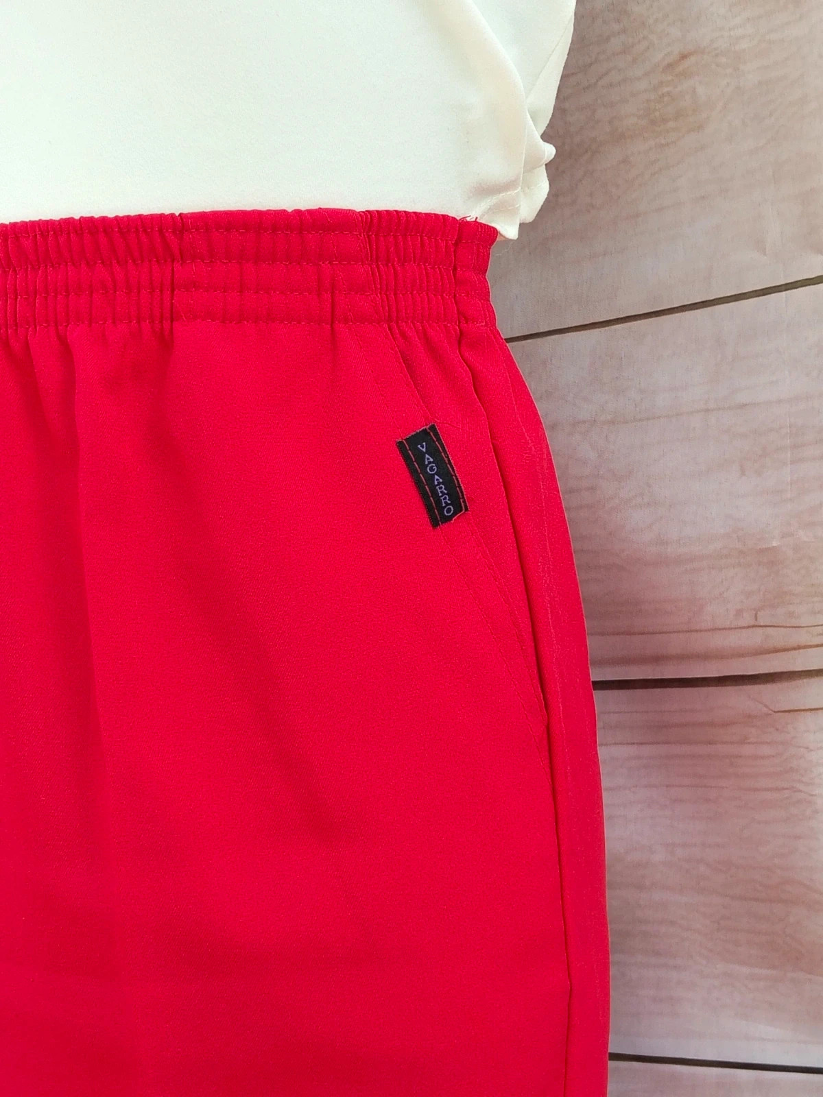 Pantalones rectos rojos cintura elástica talla 42 💜 – vagarro – taille XL / 42 / 14 5