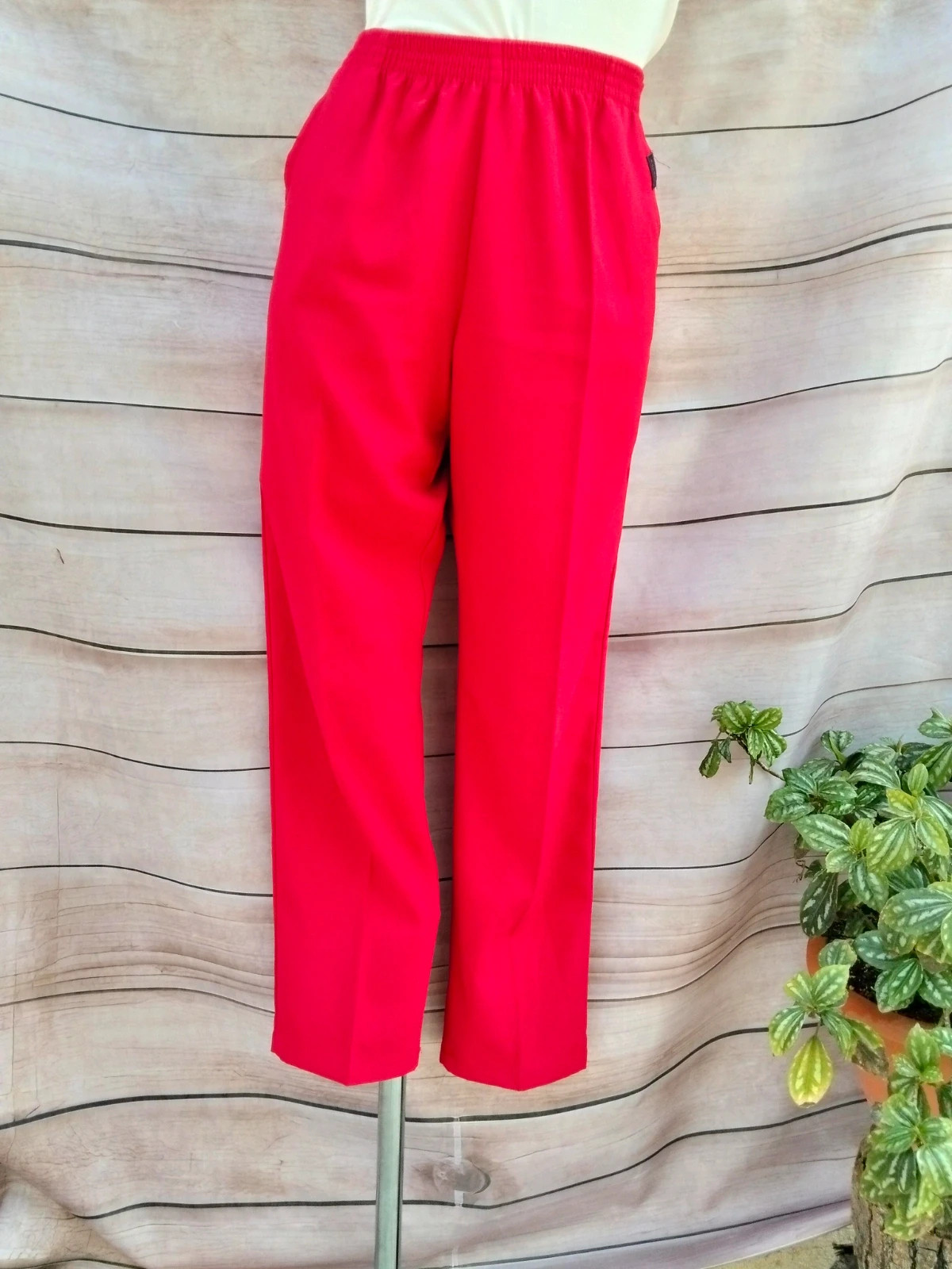 Pantalones rectos rojos cintura elástica talla 42 💜 – vagarro – taille XL / 42 / 14 3