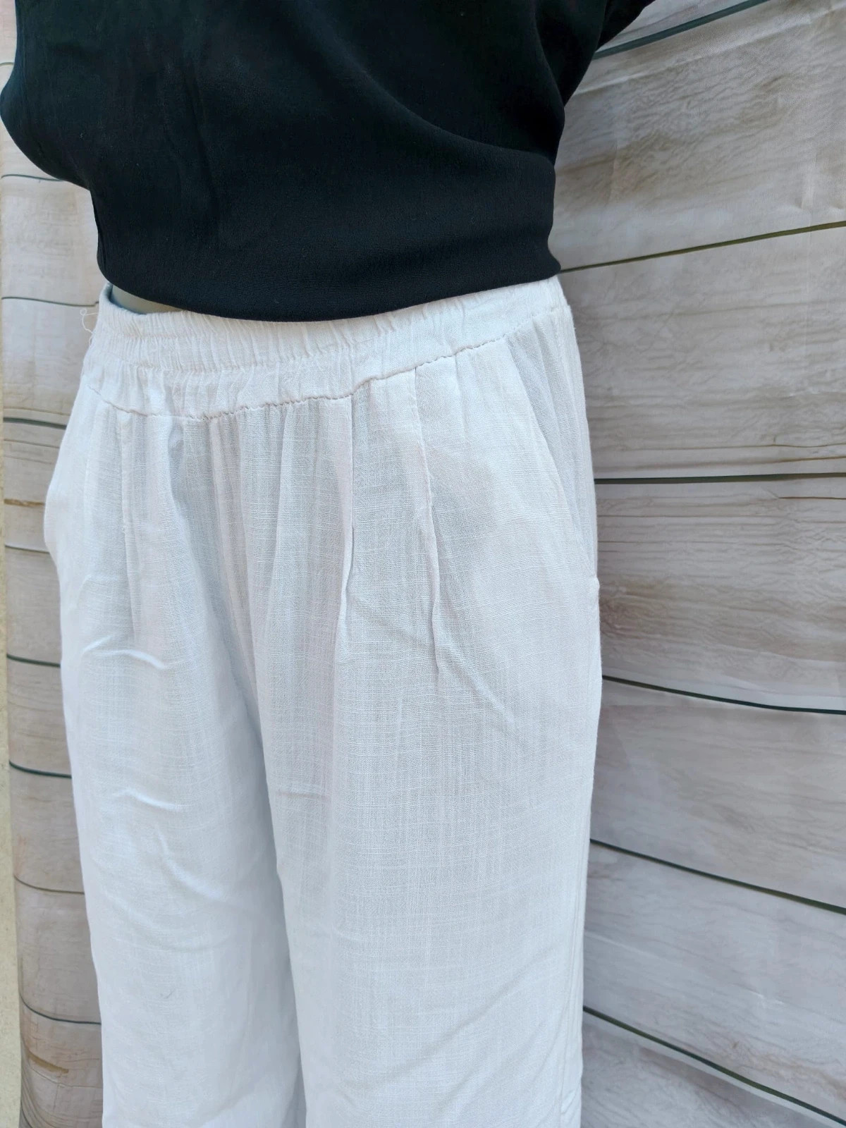 Pantalones blancos anchos 💜 – Boutique Bohéme – taille M / 38 / 10 3