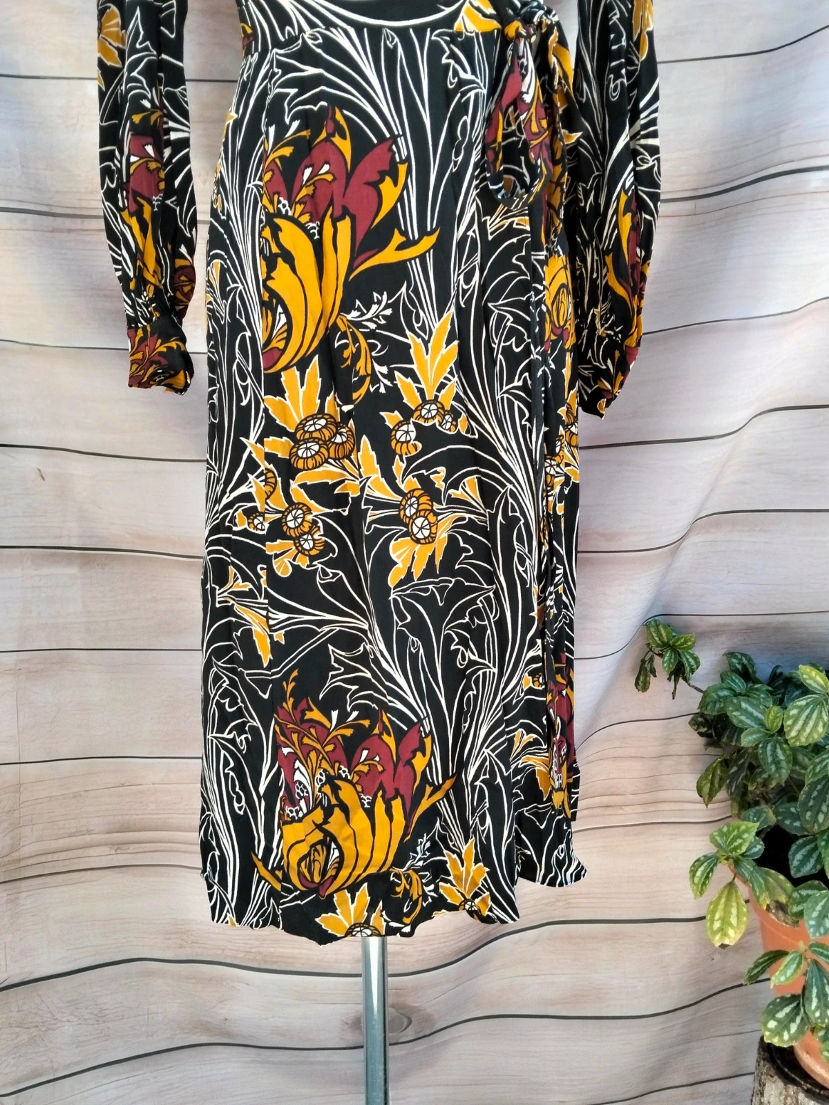 Vestido cruzado estampado floral – manga larga – espalda abierta – Talla M 💜 – Boutique Bohéme – taille M / 38 / 10 3