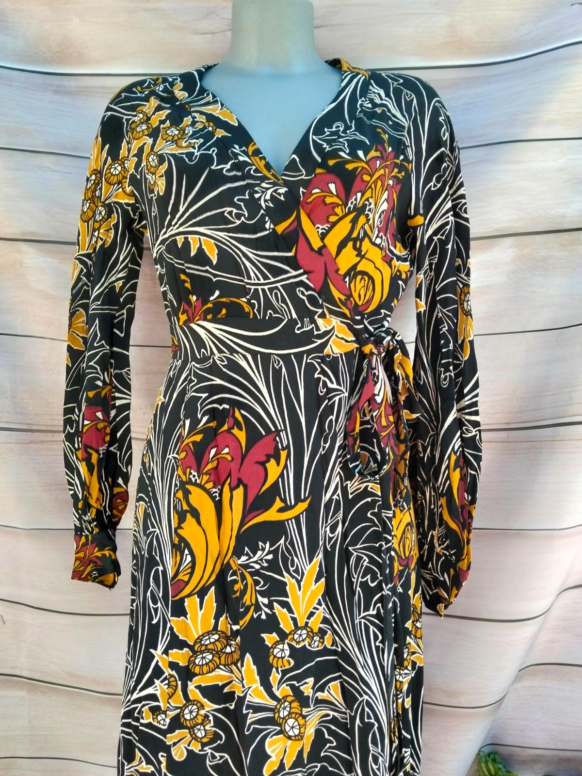 Vestido cruzado estampado floral – manga larga – espalda abierta – Talla M 💜 – Boutique Bohéme – taille M / 38 / 10 2
