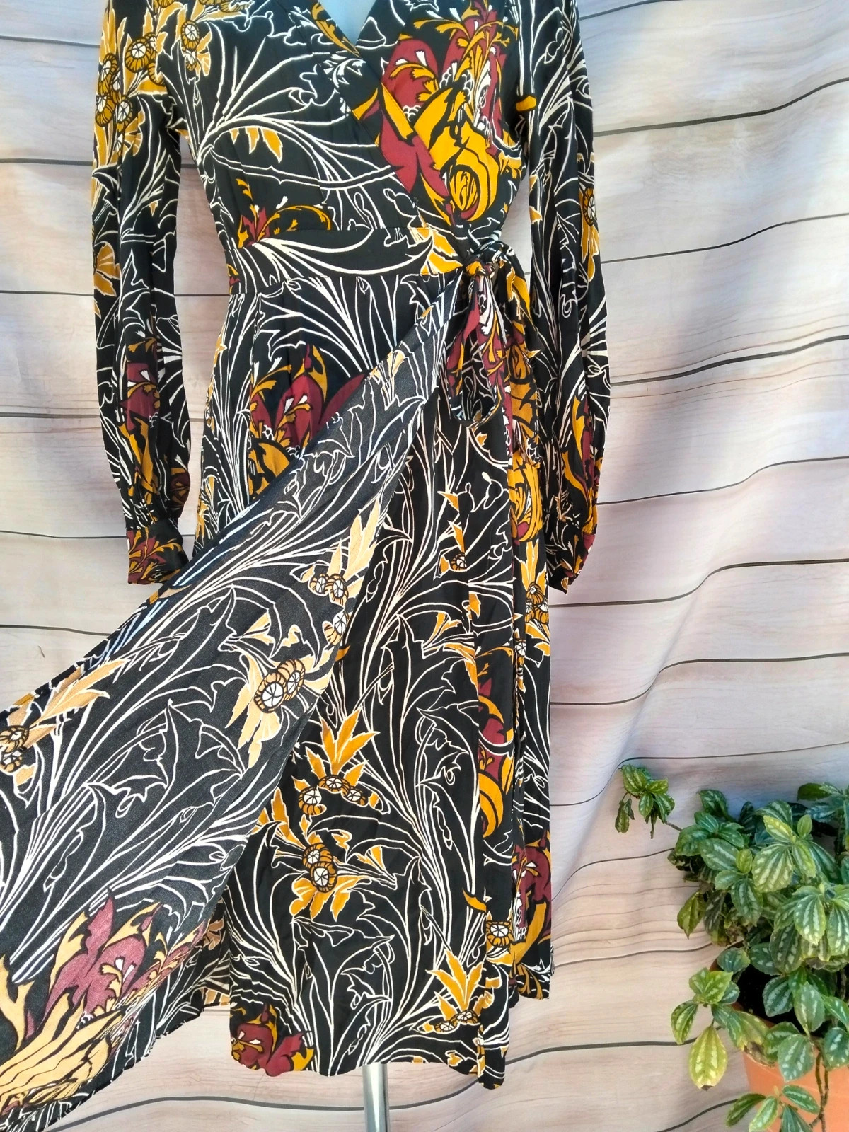 Vestido cruzado estampado floral – manga larga – espalda abierta – Talla M 💜 – Boutique Bohéme – taille M / 38 / 10 4