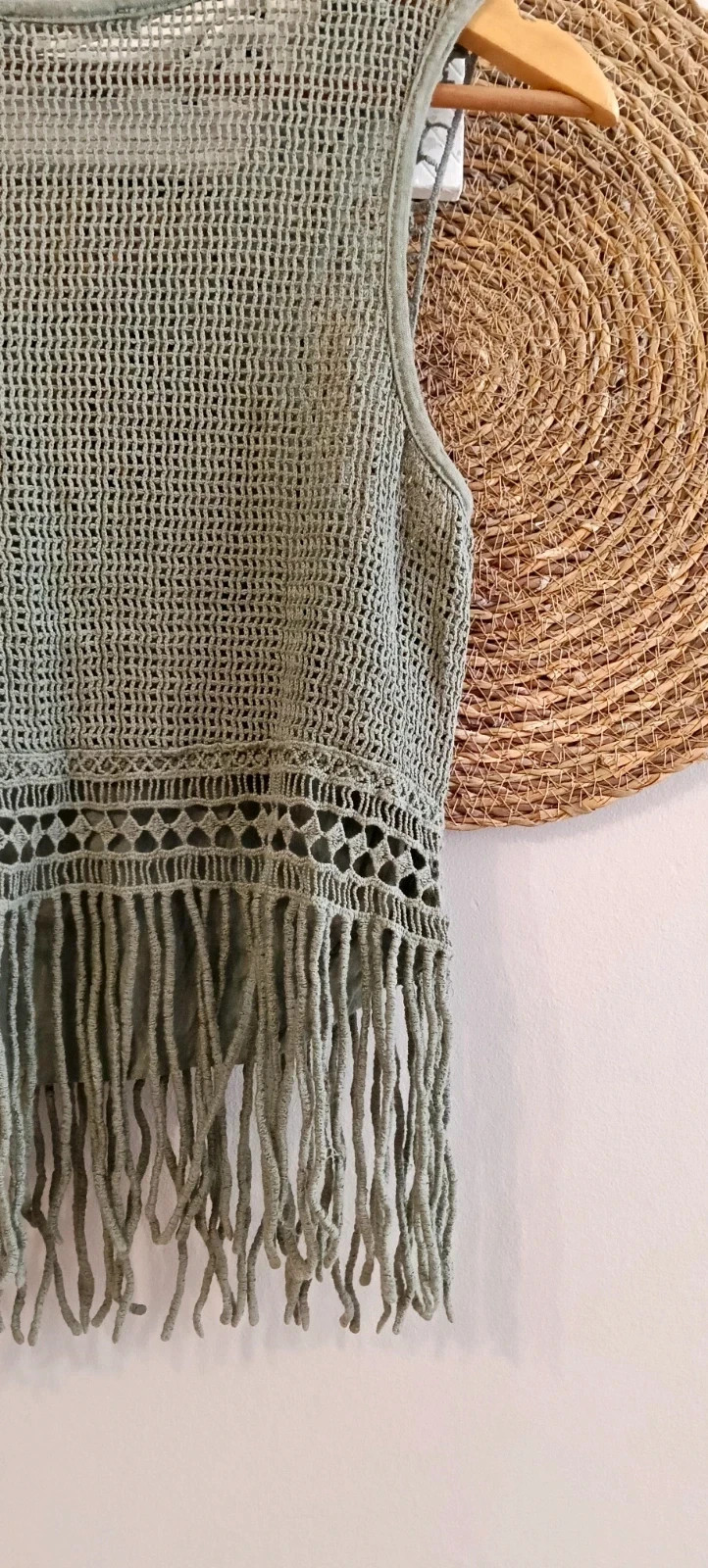 Top crochet flecos M / Haut crochet franges M / Top uncinetto frange M – taille M / 38 / 10 4