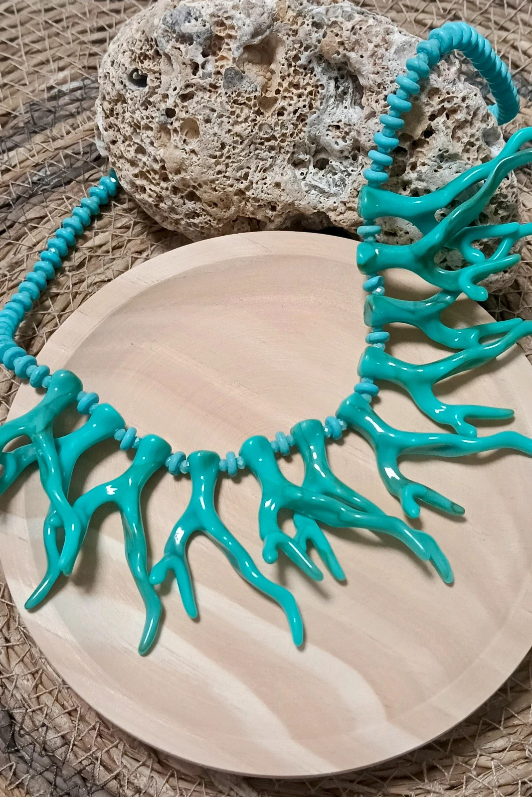Collar estilo coral turquesa Boho chic ,Turquoise coral style necklace – S'Steel 5