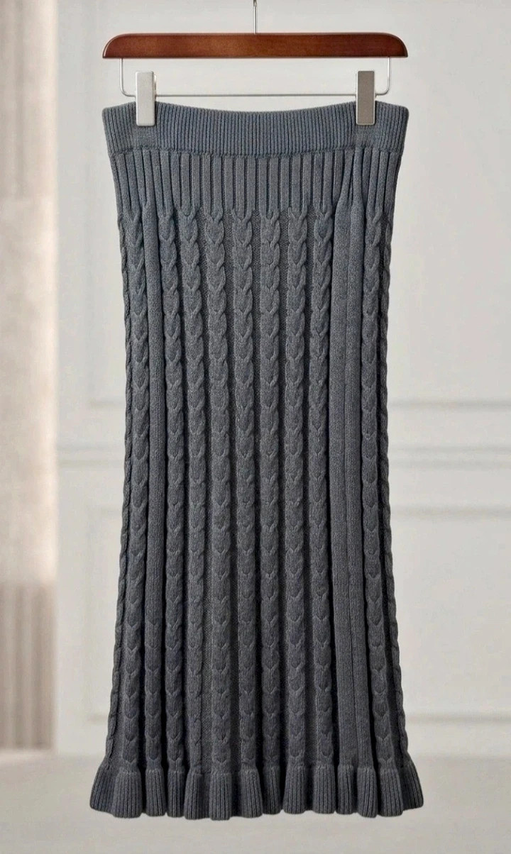 Falda de punto cable gris invierno estilo BOHO – sin marca – taille Taille unique 2