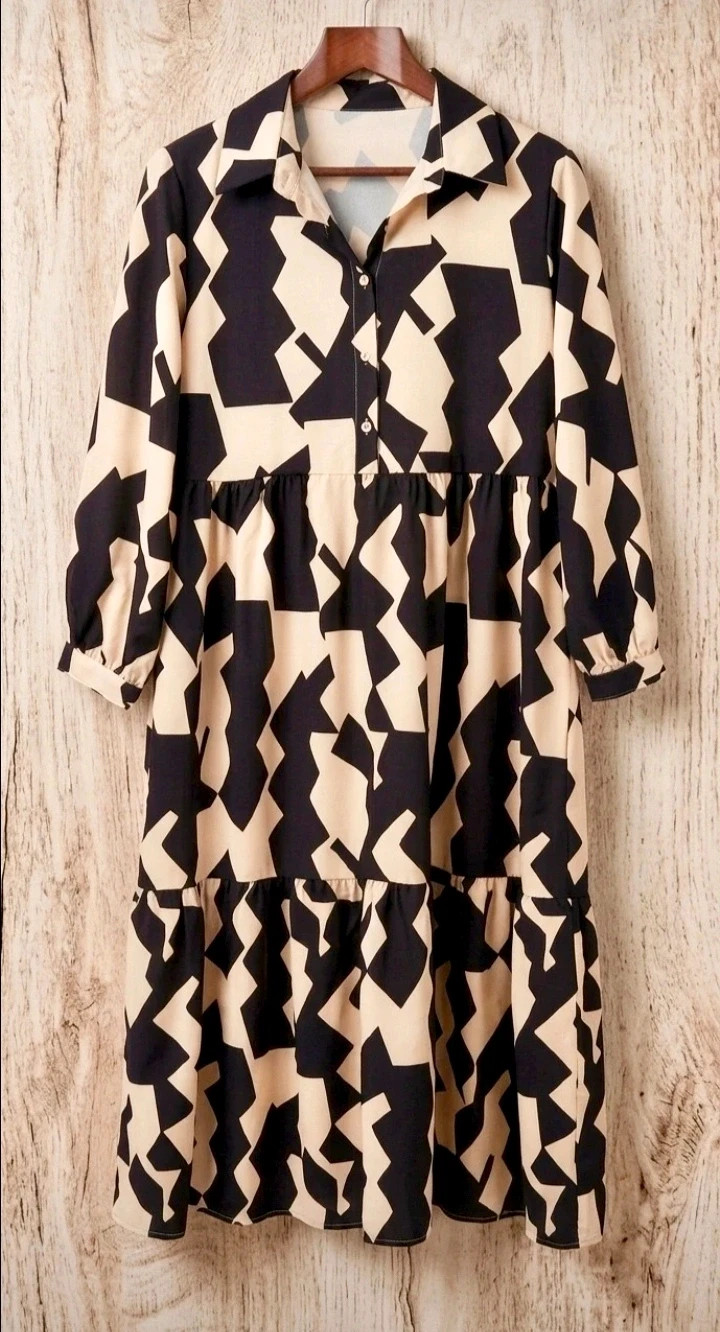 Vestido camisero midi geométrico – taille L / 40 / 12