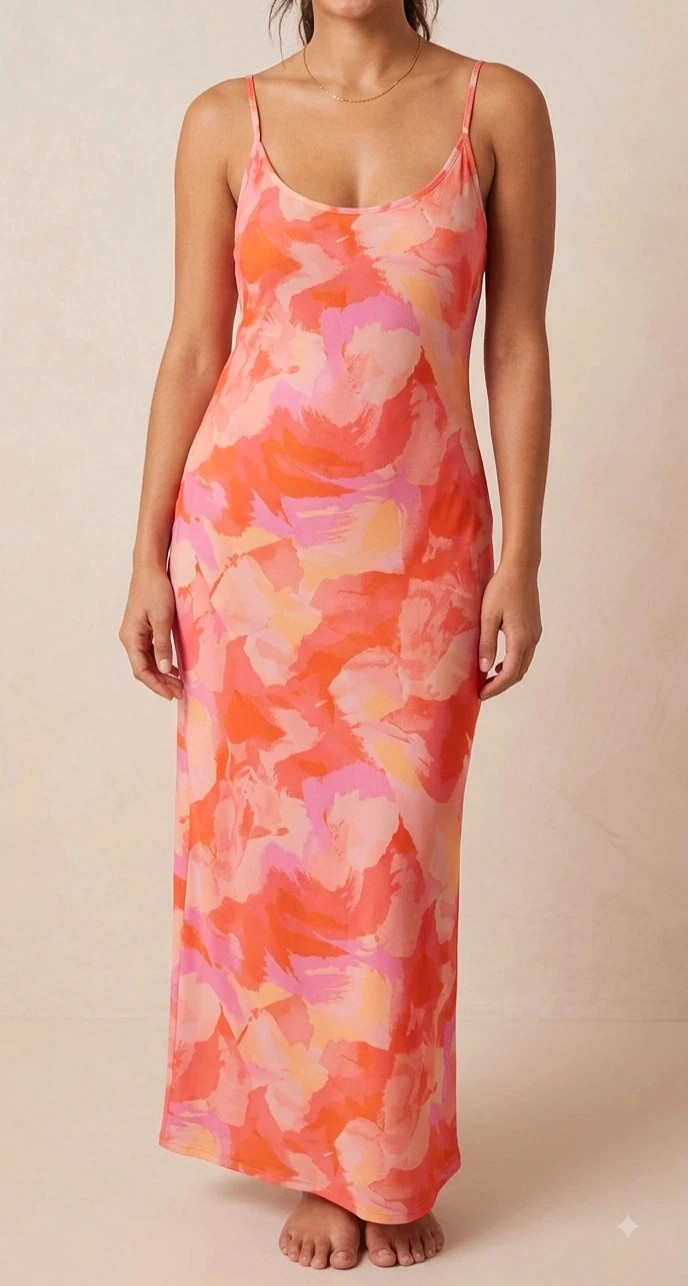 Vestido largo estampado abstracto (tonos naranja) – Shein – taille XL / 42 / 14 3