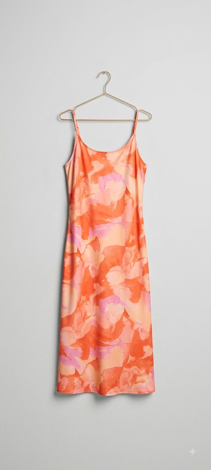 Vestido largo estampado abstracto (tonos naranja) – Shein – taille XL / 42 / 14