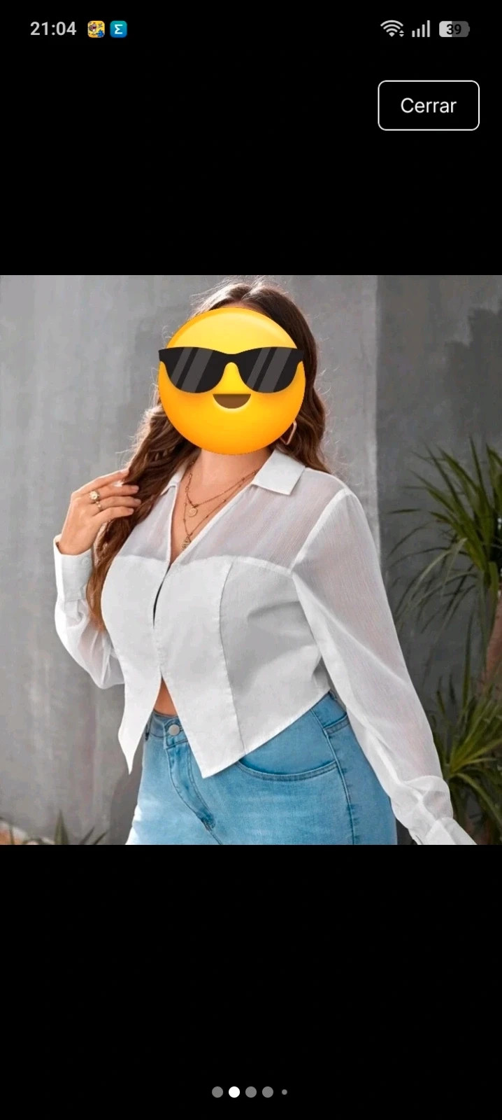 Blusa crop top blanca elegante con detalles transparentes – Shein – taille XXXL / 46 / 18 3
