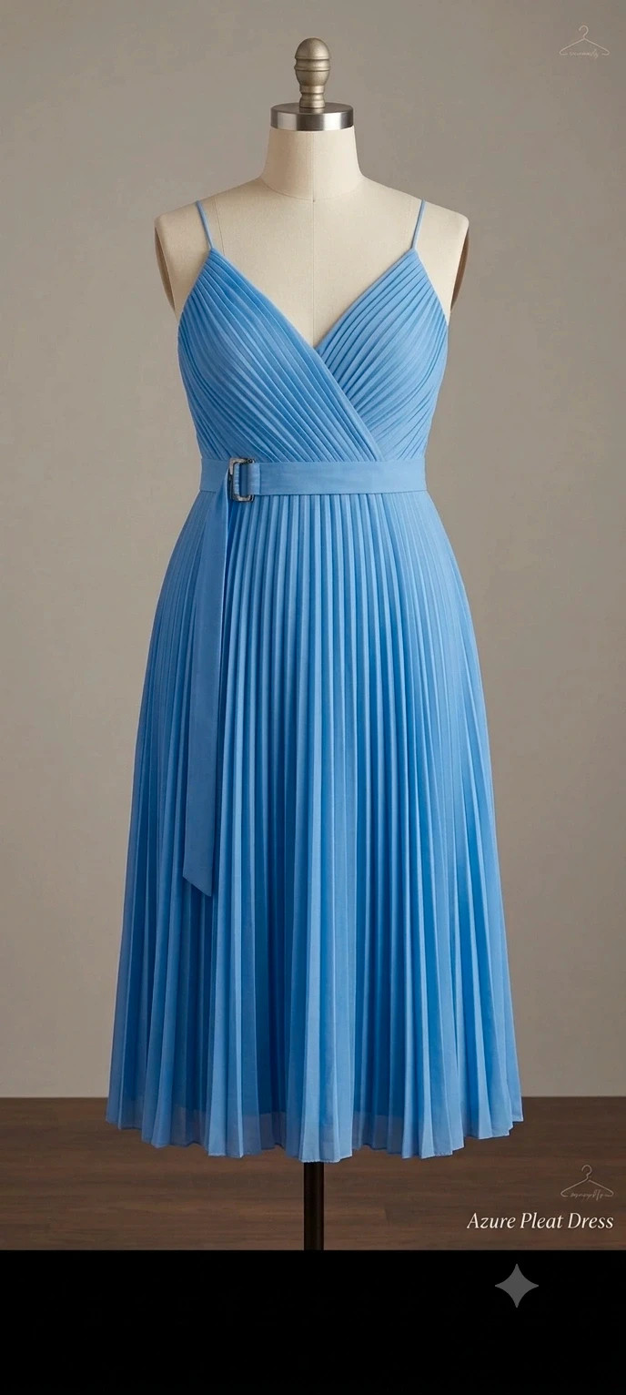 Vestido de Fiesta Plisado Azul Celeste - ASOS