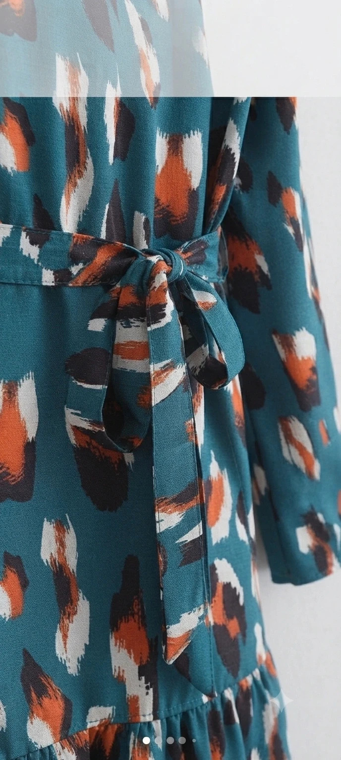 Vestido estampado leopardo con lazo y volante – Shein – taille XL / 42 / 14 2