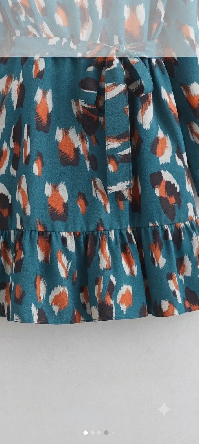 Vestido estampado leopardo con lazo y volante – Shein – taille XL / 42 / 14 3